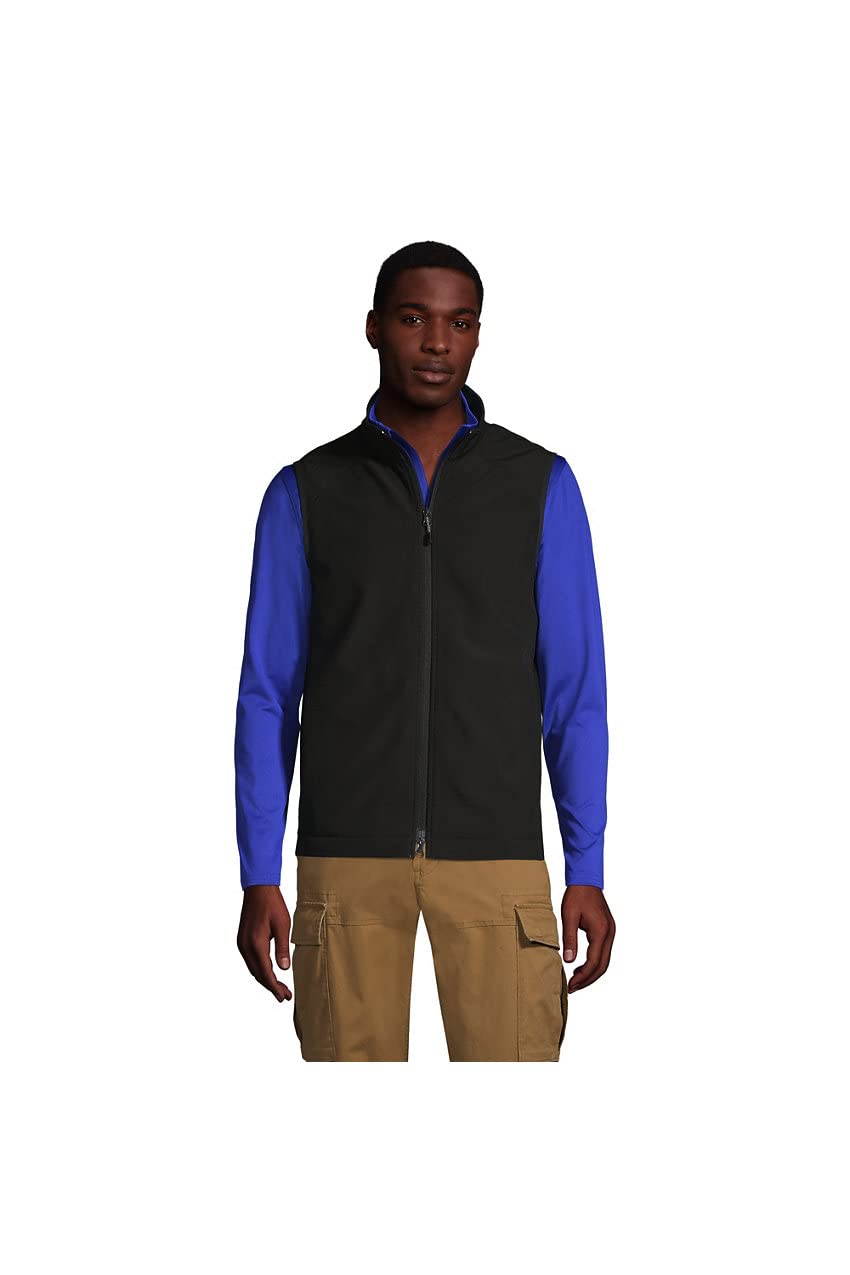 Lands' End Men's Soft Shell Vest - Lightweight Waterproof Windproof Fleece Lined Outdoor Vest for Hiking, Camping & Winter Activities