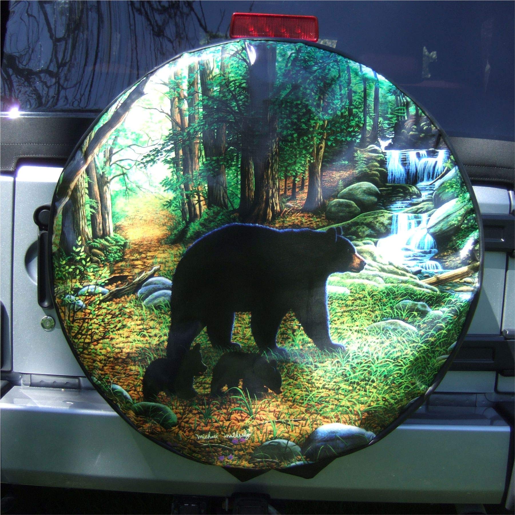 Black Bear & Cubs Spare Tire Wheel Cover for RV, Camper, Truck & SUV - Universal Fit for All Spare Tire Sizes (See Drop Down Menu) - Perfect for Outdoor Adventures & Road Trips