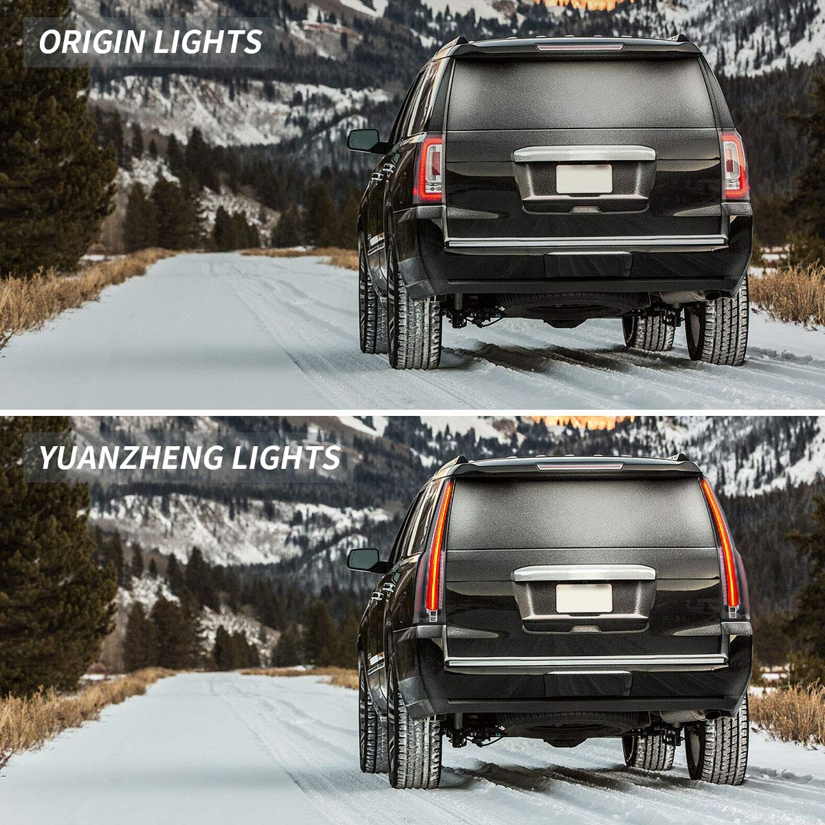 VLAND LED Tail Lights Assembly for GMC Yukon 2015-2020 - Plug & Play Rear Lamps with Amber Turn Signal - Driver & Passenger Side (Red & Clear) - YAB-GMC-0268 - Upgrade Your Truck for Night Driving & Enhanced Safety