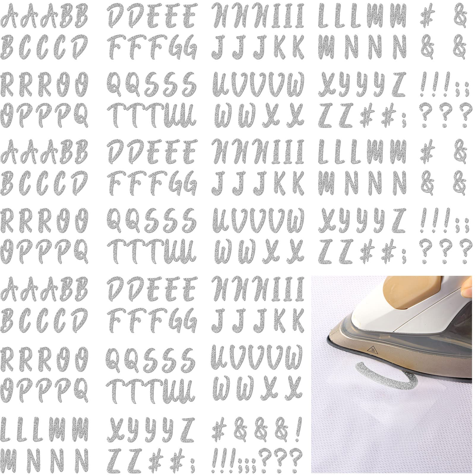 Outus 279-Piece Graduation Iron-On Letters Set - 1.5 Inch A-Z Flock Alphabet for DIY Cap Decoration (Glitter Silver) | Perfect for Graduation Caps, T-Shirts, Bags & Craft Projects