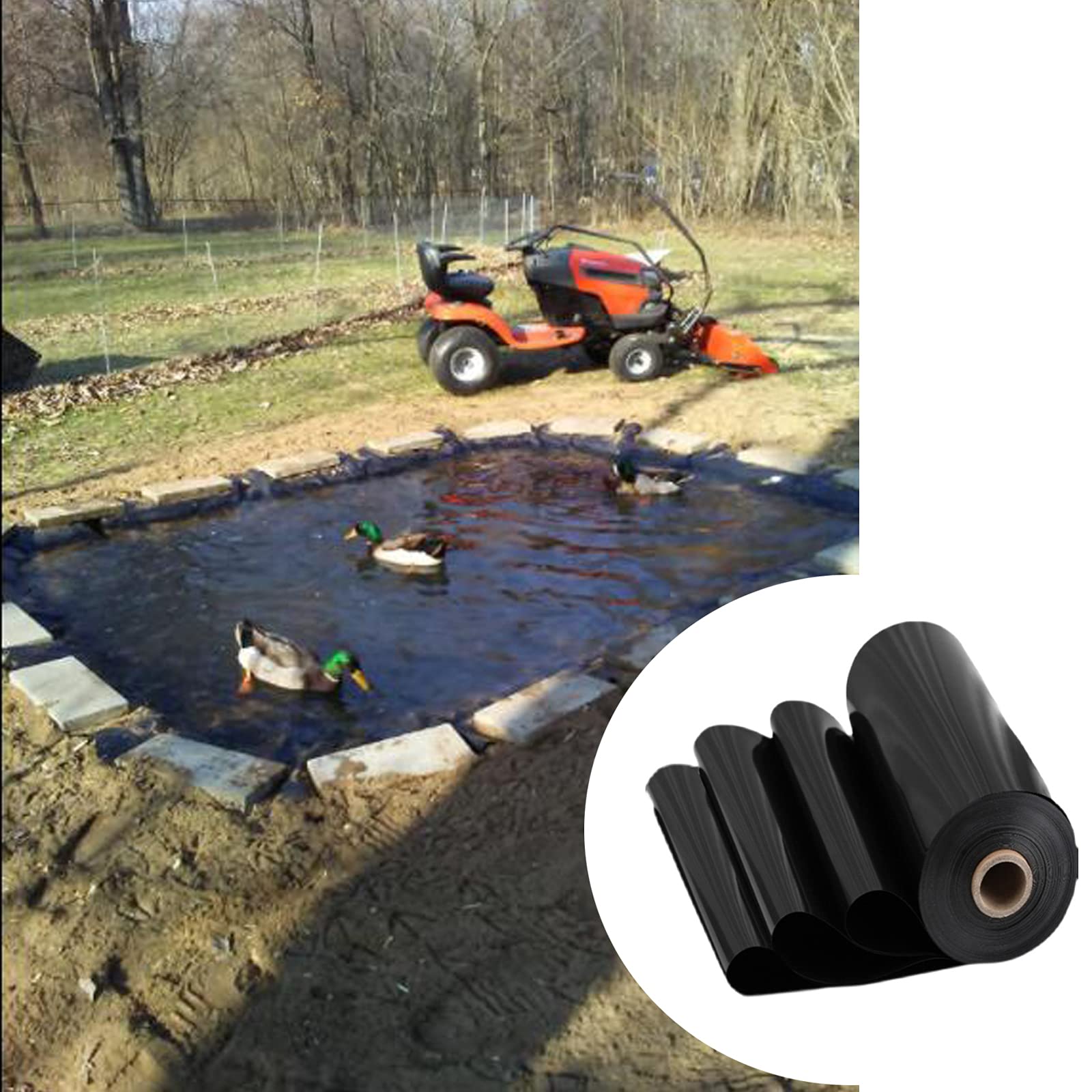 Durable 25 ft x 20 ft Pond Liner - 30 Mil Thick Soft Rubber Material for Water Gardens, Fountains & Waterfalls | HLMBQ Premium Pond Skin (Multiple Sizes Available) - Perfect for Backyard Ponds, Koi Fish Habitats and Landscape Water Features