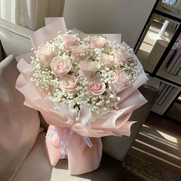 Fresh Pink Rose Bouquet - Premium Long Lasting Cut Flowers for Valentine's Day, Wedding, Anniversary & Home Decor