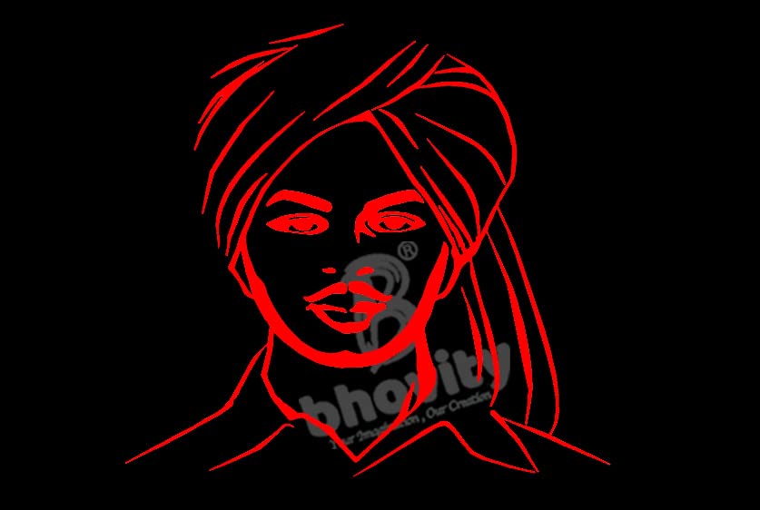 Bhovity® Bhagat Singh Car & Bike Sticker - 15cm x 14cm Red Radium Vinyl Decal | Patriotic Indian Freedom Fighter Design for Vehicles, Laptops & Water Bottles