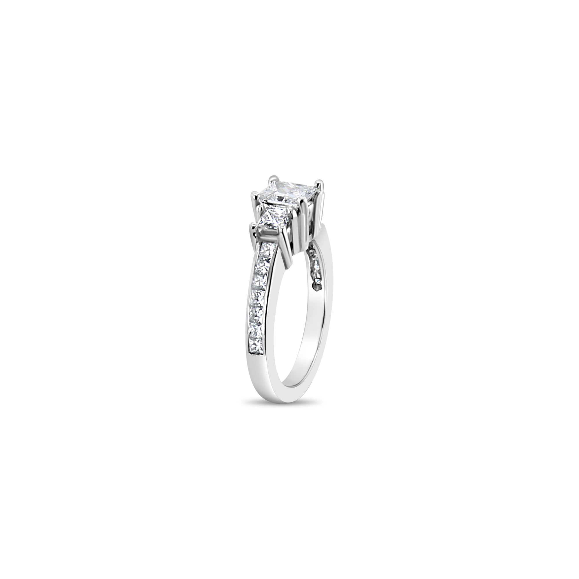 Princess Cut Three Stone Diamond Engagement Ring - 14K White Gold Wedding Band for Women | Perfect for Proposals, Anniversaries & Bridal Jewelry