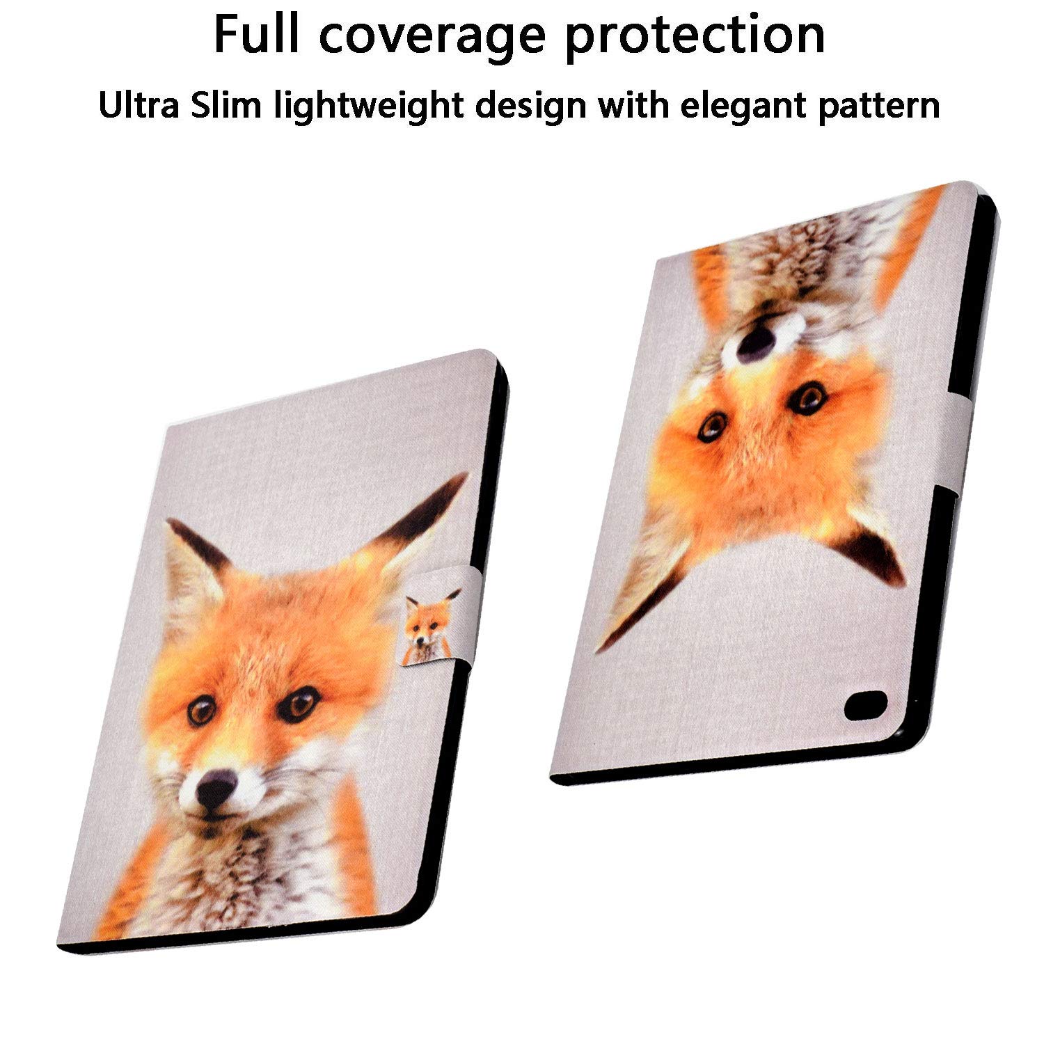 Premium Magnetic Smart PU Leather Case for iPad 9.7 inch (2017/2018) & iPad Air 1/2 - Shockproof Folio Stand Cover with Auto Sleep/Wake Function for iPad 6th/5th Gen & iPad Air 1st/2nd Gen (Yellow Fox Design) - Perfect for Work, Travel & Home Use