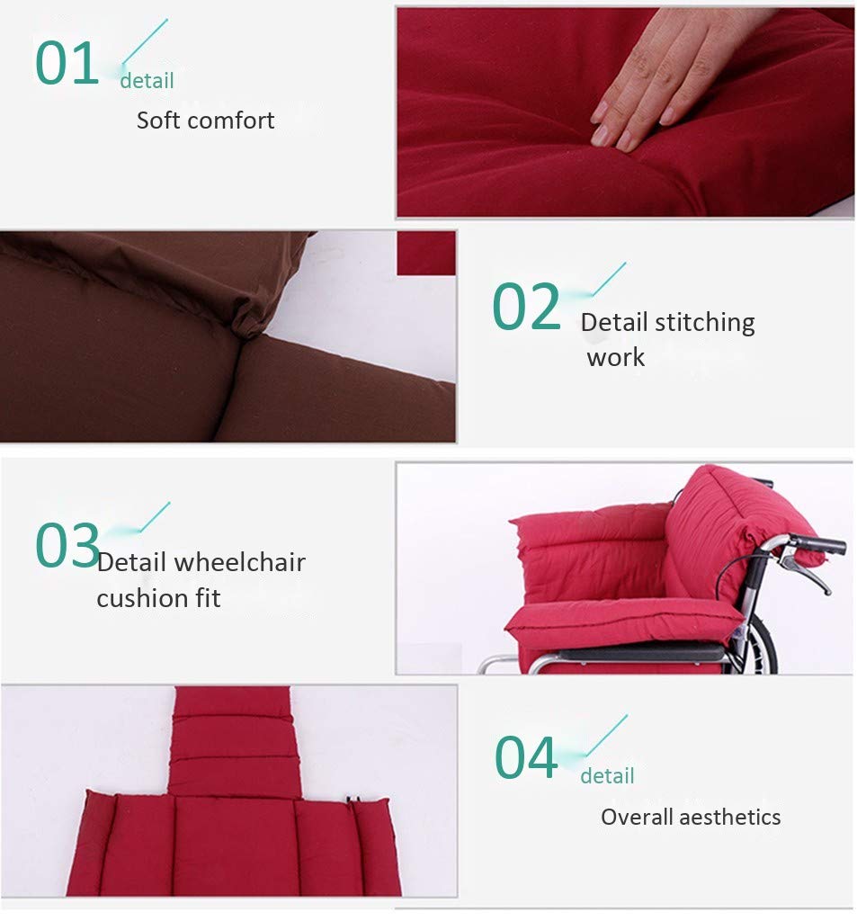 **Pressure Relief Wheelchair Cushion with Back Support - Washable Polyester/Cotton Cover - Red - Ideal for Comfort & Posture Support at Home or Travel**