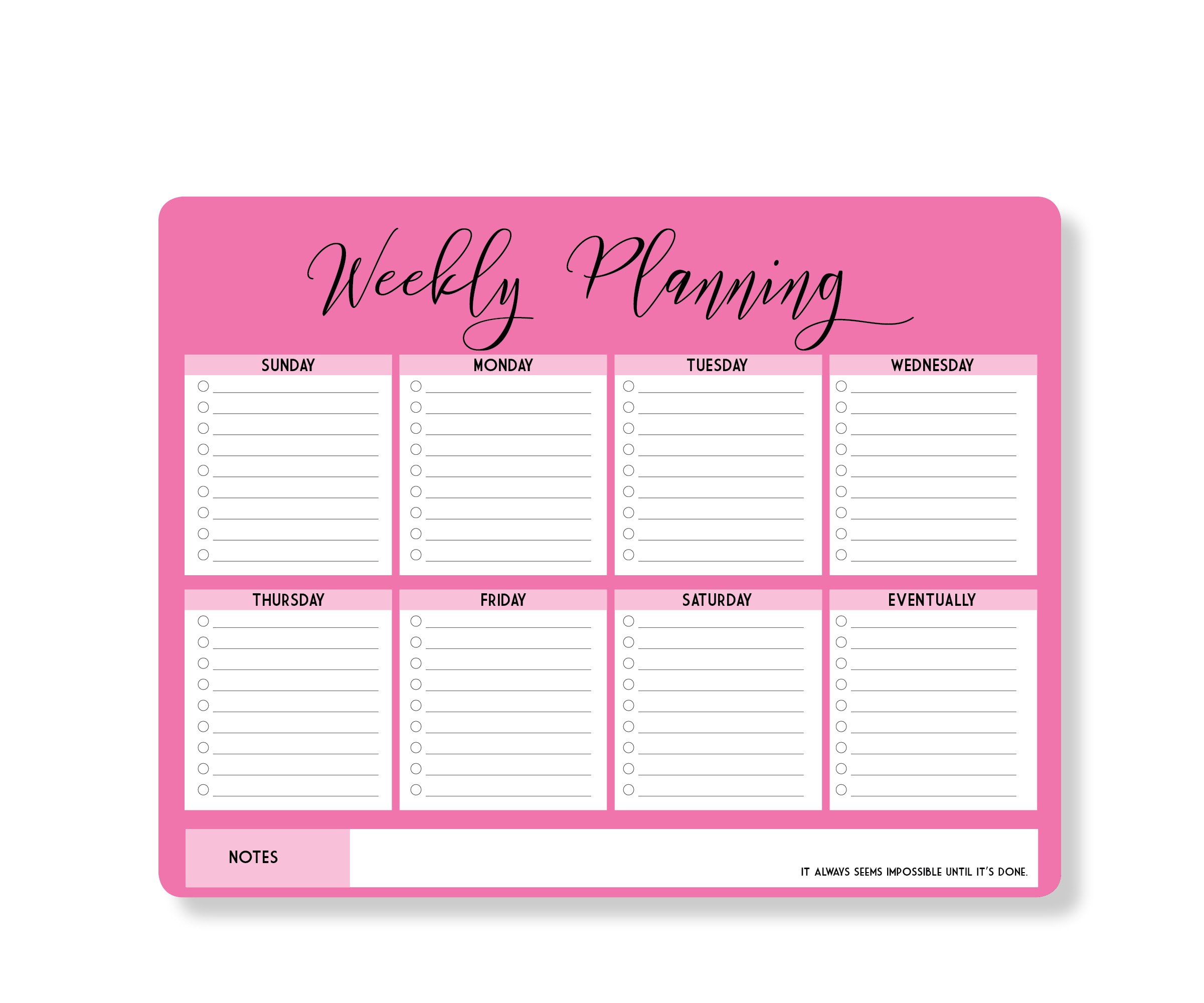 Weekly Planner Memo Pads - 2 Pack Pink Productivity Notepad for Office & School - Perfect for Scheduling, To-Do Lists & Goal Tracking