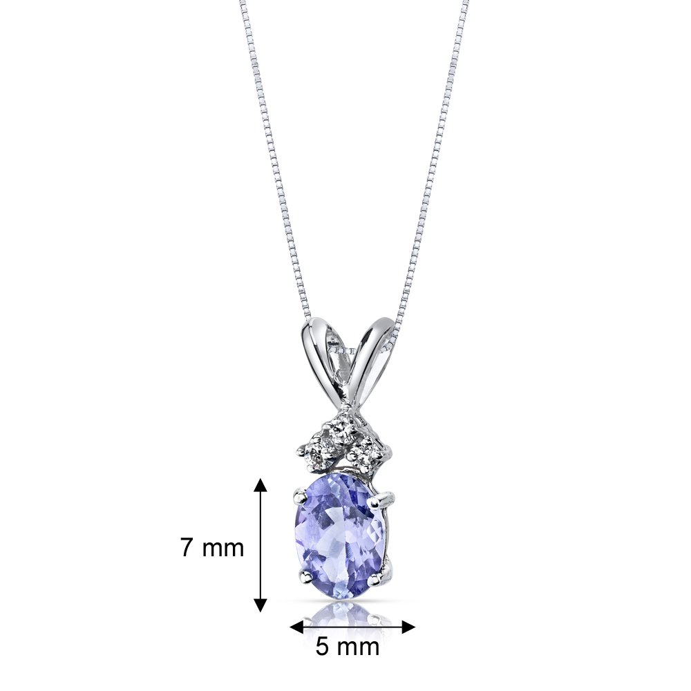 14K White Gold Tanzanite and Diamond Pendant Necklace - 0.75 Carat Oval AAA Tanzanite with Solitaire Diamond - Elegant Jewelry Gift for Women - Perfect for Birthday, Anniversary, Wedding & Special Occasions