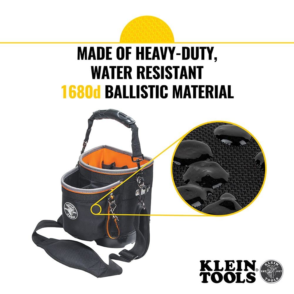 Klein Tools 55419SP-14 Professional Tool Bag with 14-Piece Screwdriver Set & Accessories | Heavy-Duty Storage for Electricians, Contractors & DIY Home Repairs