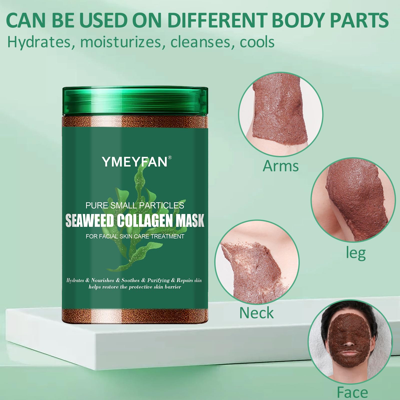 Pure Natural Seaweed Collagen Face Mask Powder - Fragrance-Free, Paraben-Free, Vegan Skincare Treatment | Deep Hydrating & Purifying Algae Seed Mask for Dry Skin | DIY Jelly Mask for Beauty Salon & Spa Use (500g/17.6oz) | Perfect for At-Home Facial Treatments & Professional Skincare Routines