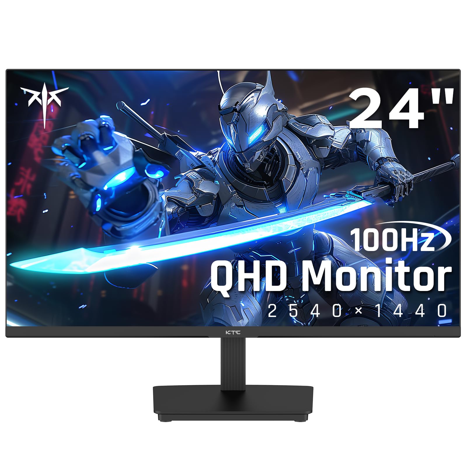 24 Inch QHD 2560x1440 IPS Gaming Monitor - 100Hz Refresh Rate, 2K Resolution, Zero-Frame Design, Adaptive Sync, HDR10, VESA Mount, Tilt Adjustable, Low Blue Light (DisplayPort & HDMI) - Perfect for Home Office, PC Gaming & Graphic Design