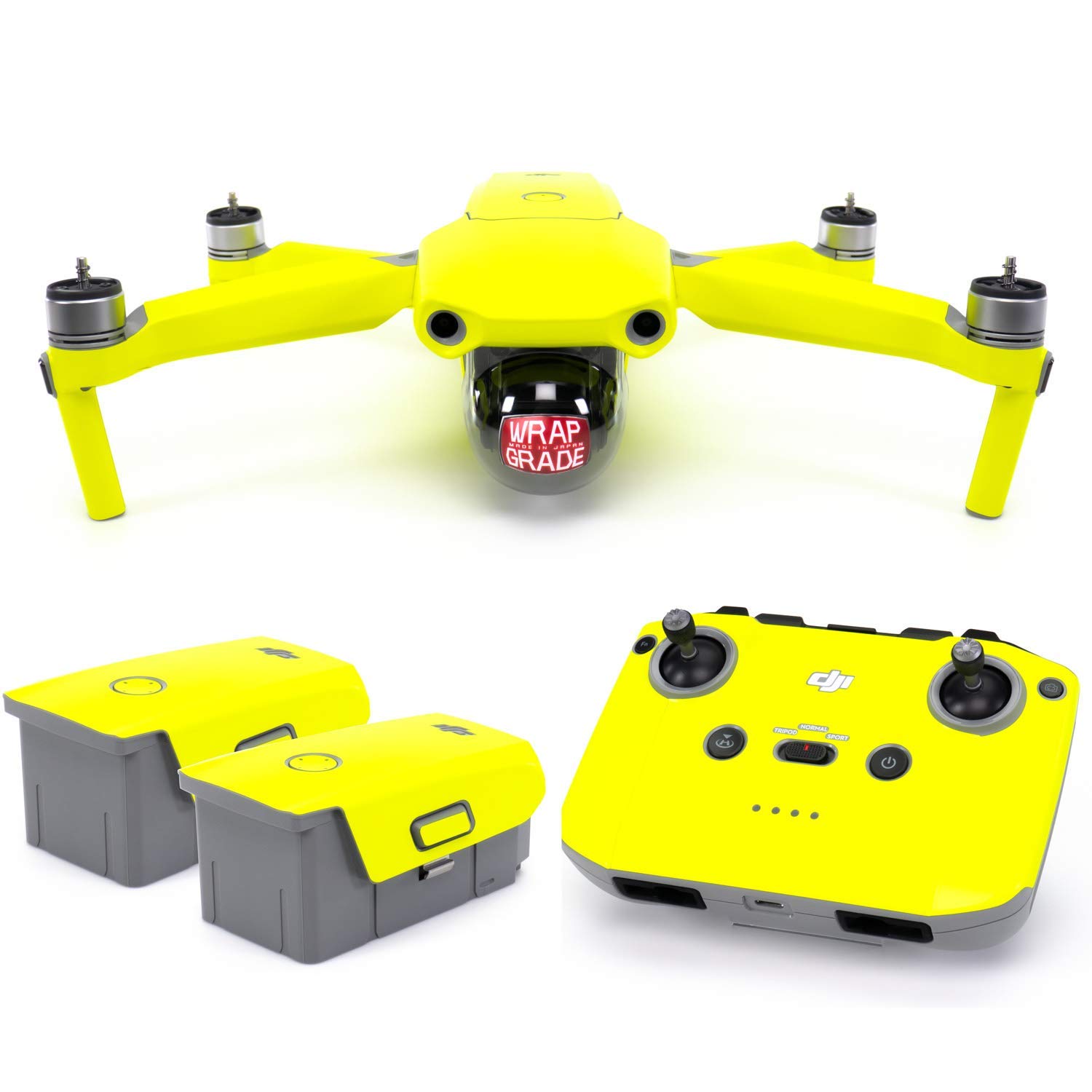DJI Mavic Air 2 Skin Set - Full Body Wrap + Remote Controller Cover + 2 Battery Skins in Neon Yellow | Protective Decal for Drone Accessories | Perfect for Outdoor Flying, Aerial Photography & Travel Protection
