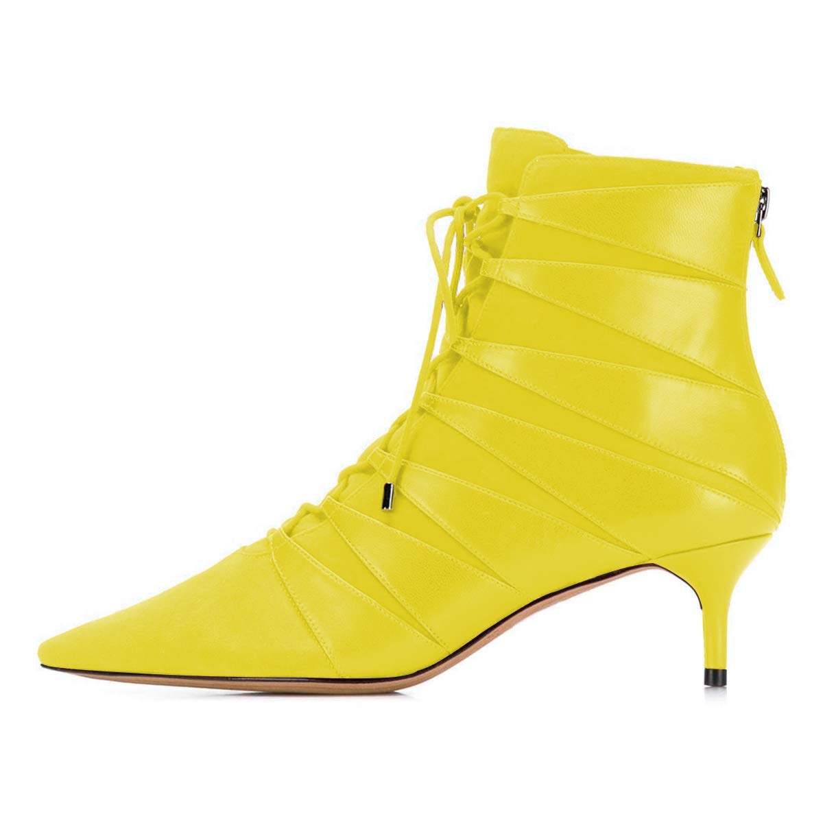 Stylish Women's Pointed Toe Ankle Boots with Kitten Heel - Comfortable Lace Up & Back Zipper Dress Booties for Party & Office Wear (US Size 4-15) - Perfect for Evening Events, Work Attire and Night Out Occasions