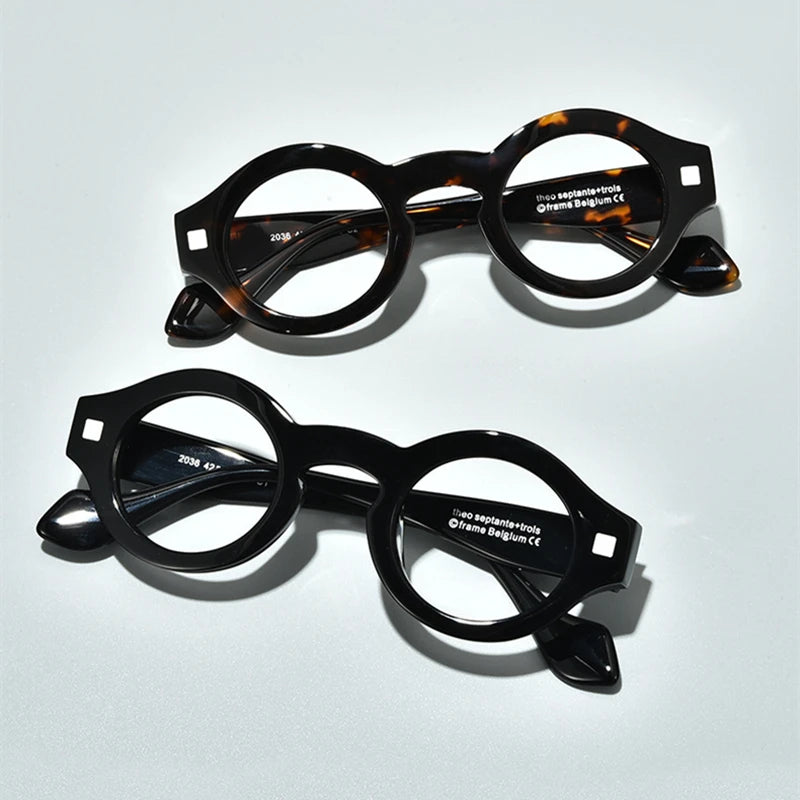Stylish Unisex Black Acetate Round Eyeglasses L2036 - Perfect for Work, Reading & Fashion Accessories