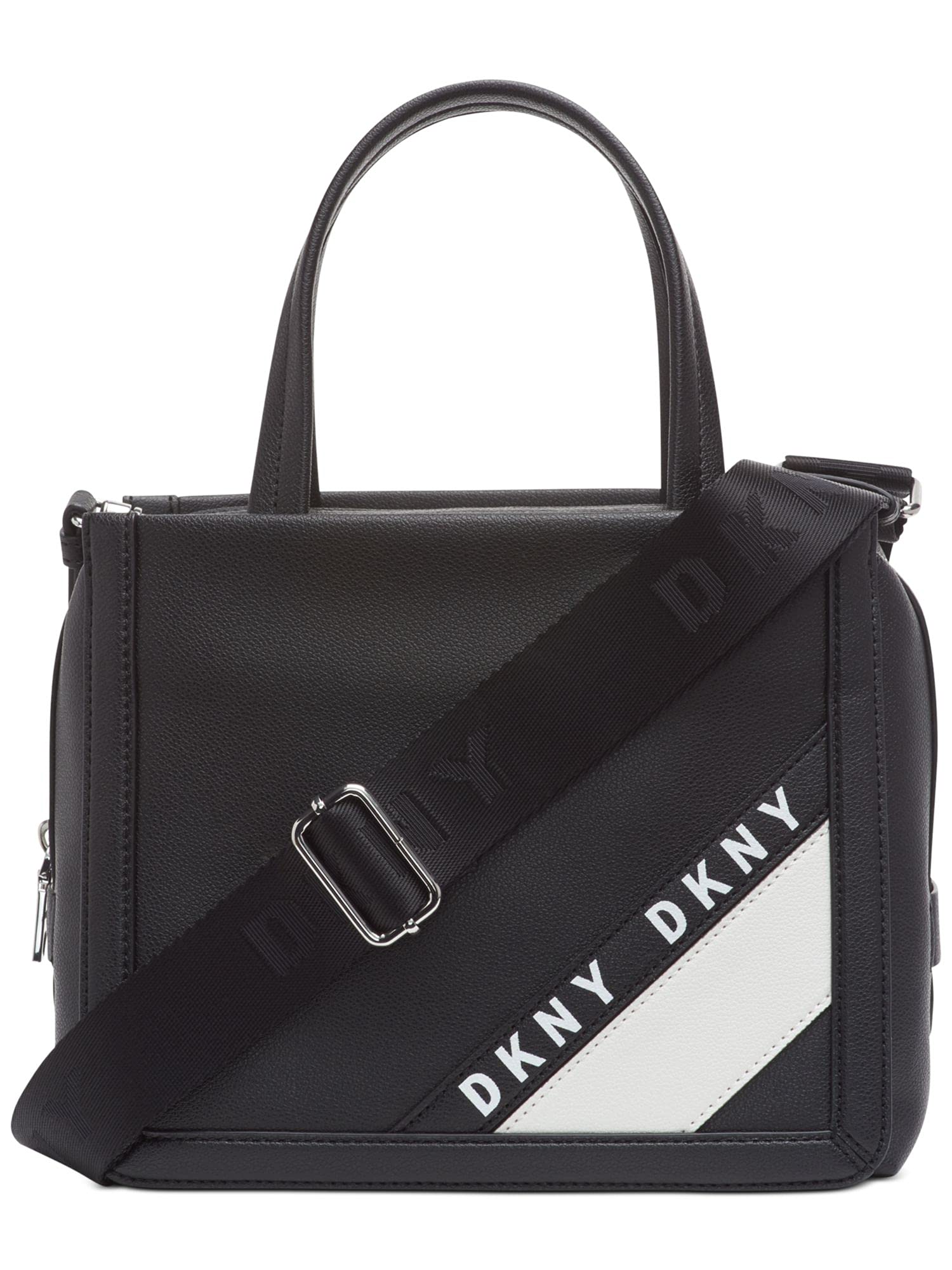 DKNY Bond Satchel Handbag for Women - Small Black Leather Crossbody Purse, Perfect for Work, Travel & Everyday Use