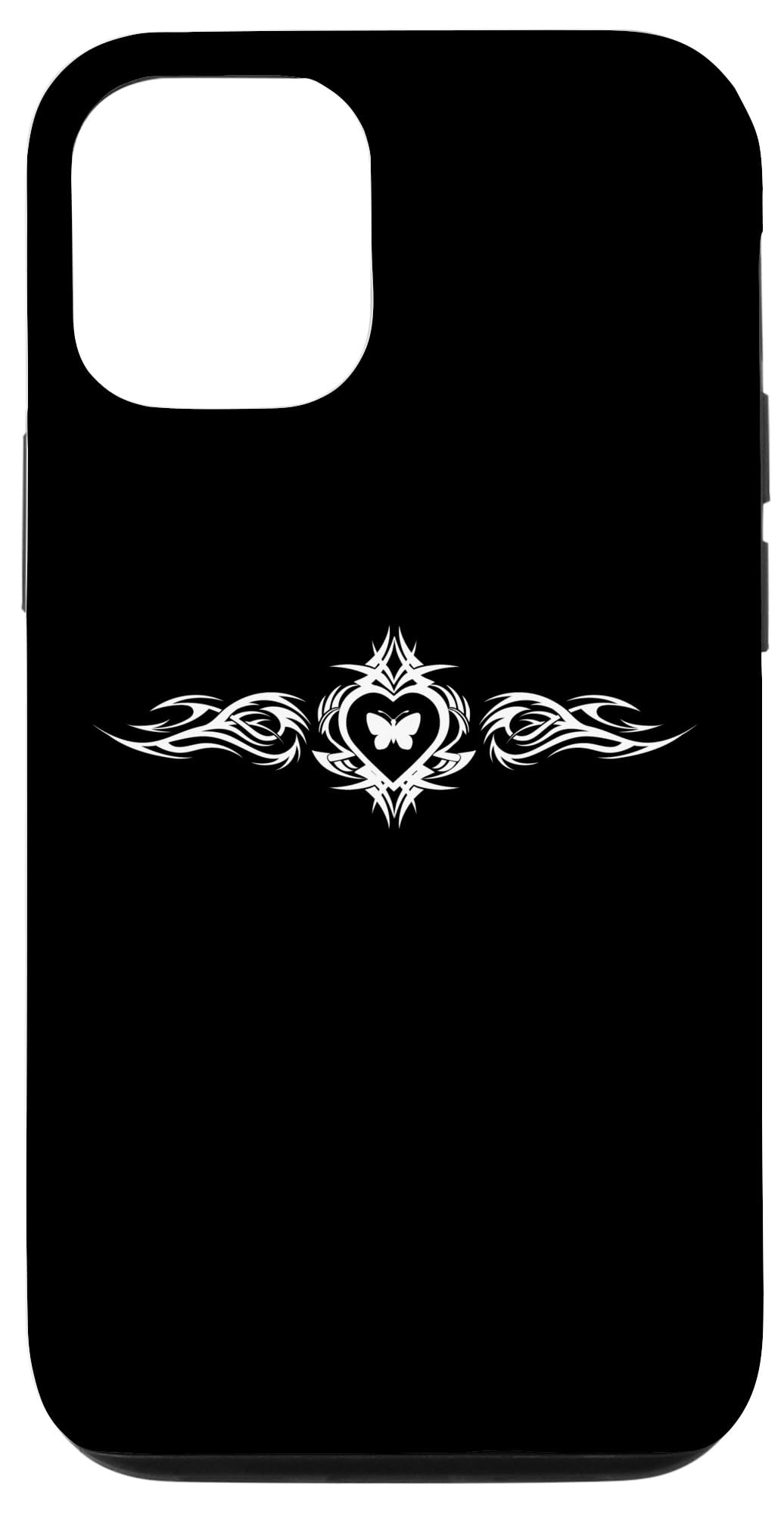iPhone 12/12 Pro Case - Butterfly Heart Tattoo Design | Fairycore Y2K Aesthetic | Trendy Grunge Egirl Style | Protective Phone Cover for Daily Use, School & Travel