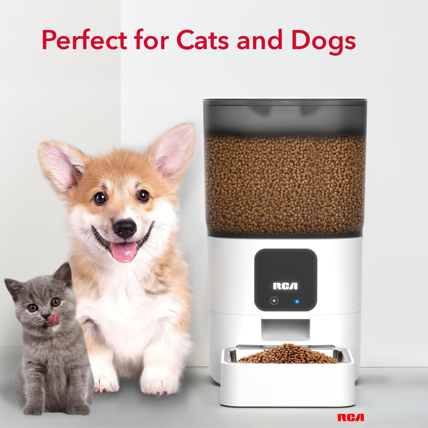 RCA Smart WiFi Pet Feeder for Dogs, Cats & Rabbits - 6L Capacity, App Control, Alexa & Google Compatible, Dishwasher Safe BPA-Free Bowls | Perfect for Home, Office & Travel Remote Feeding