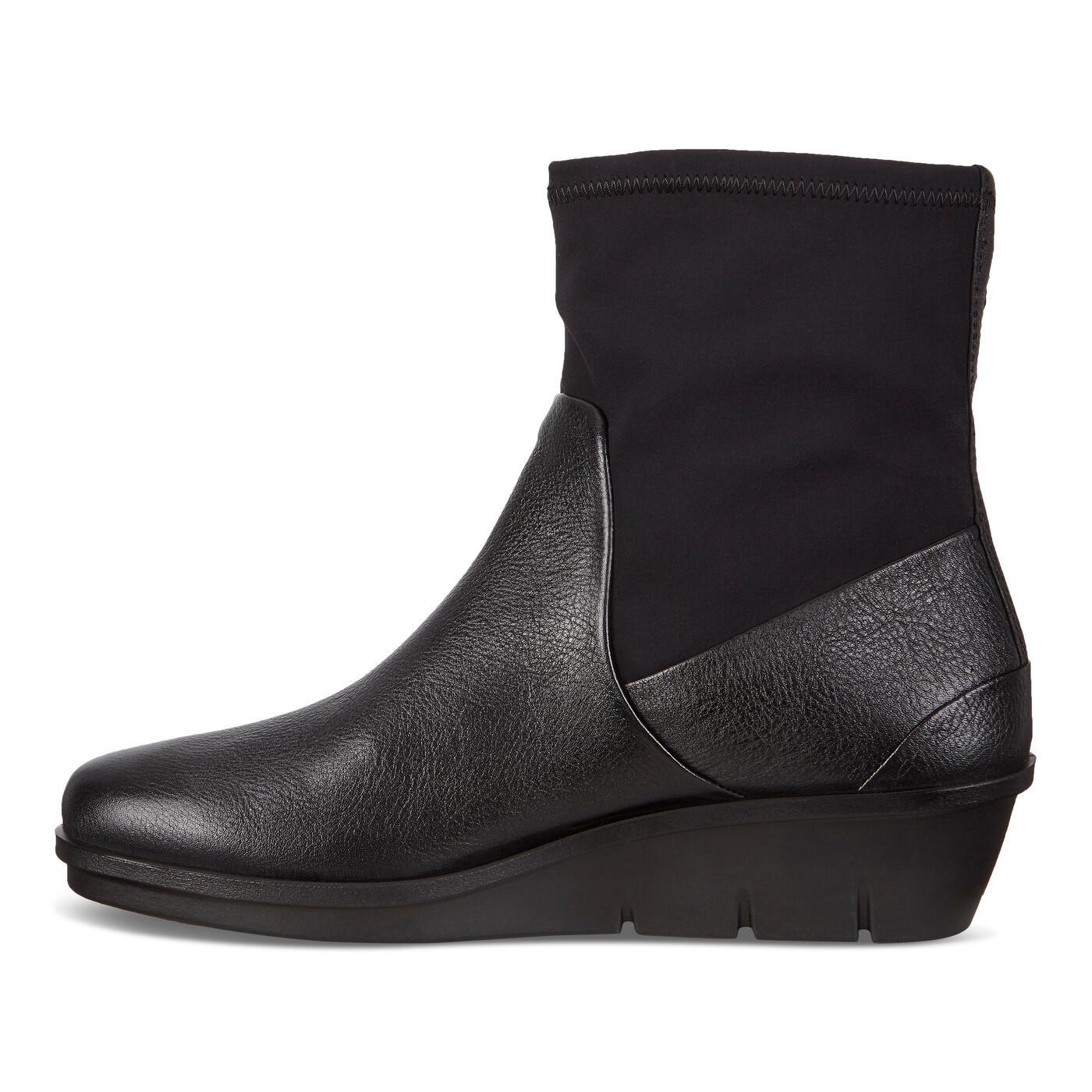 ECCO Skyler GTX Wedge Boots for Women - Waterproof Black Leather Ankle Boots with Gore-Tex | Comfortable & Stylish for Walking, Work, and Outdoor Activities