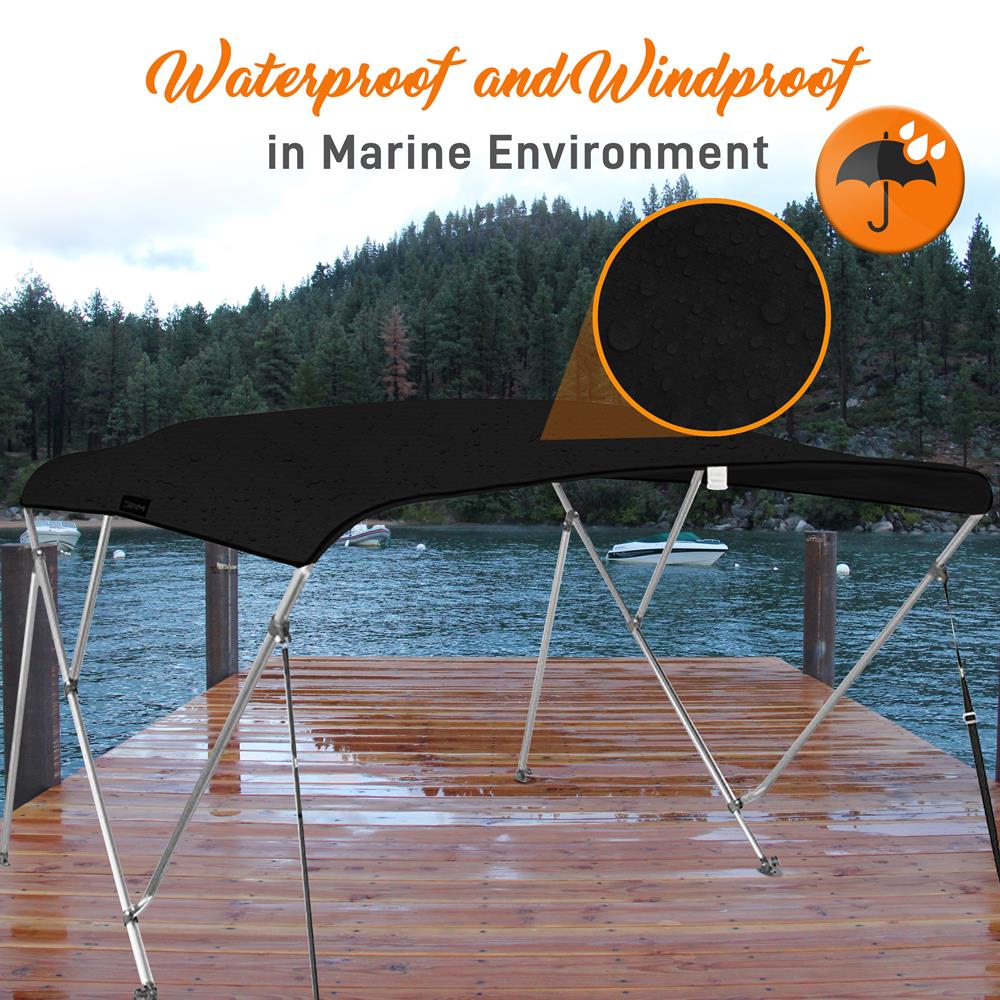 4 Bow Bimini Top for Boats - UV Resistant Waterproof Boat Canopy - Perfect for Pontoon, Fishing & Deck Boats - Sun Shade for Outdoor Marine Use