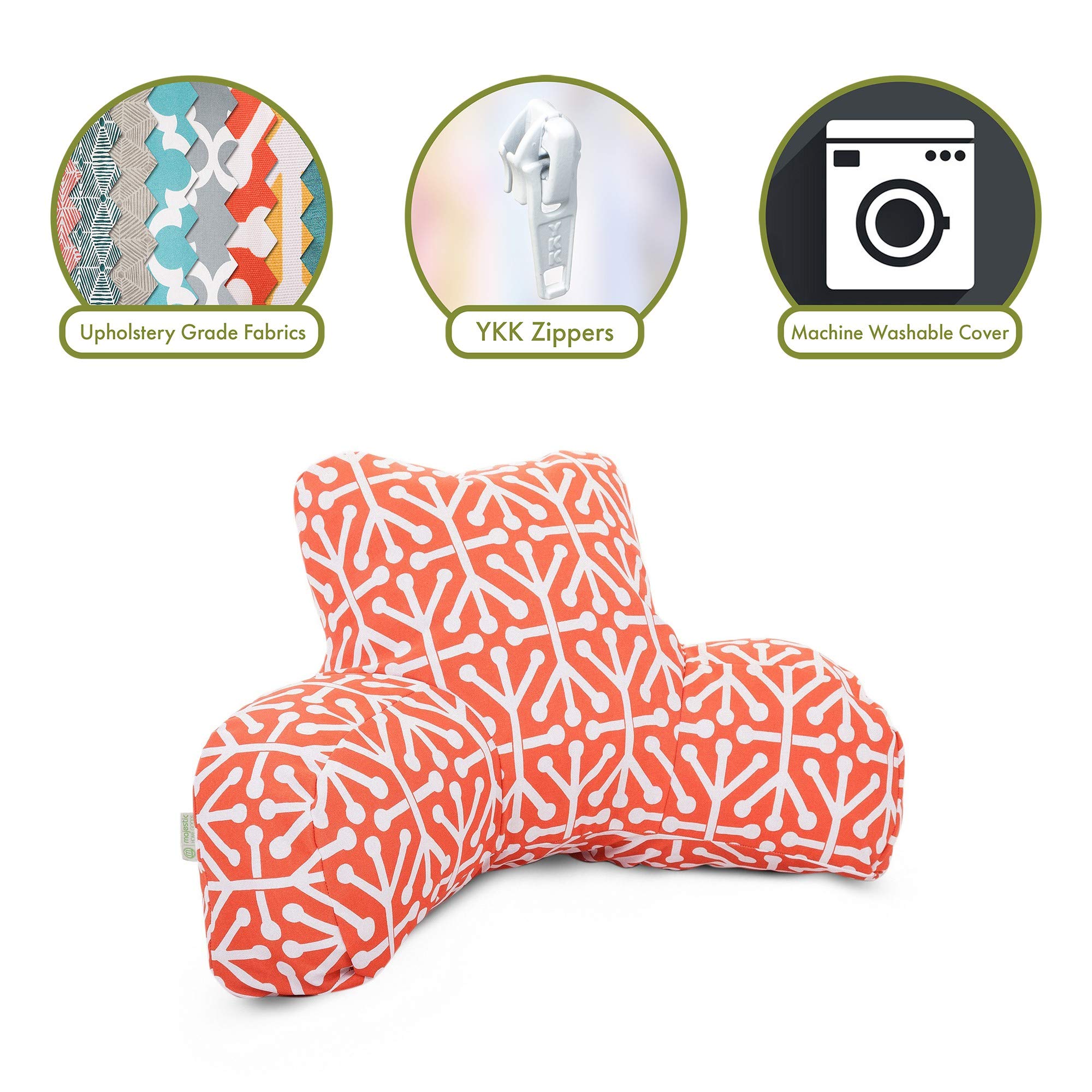 Majestic Home Goods Aruba Reading Pillow - Soft & Supportive Backrest for Bed, Sofa, or Floor - Perfect for Reading, Watching TV, or Relaxing - Orange
