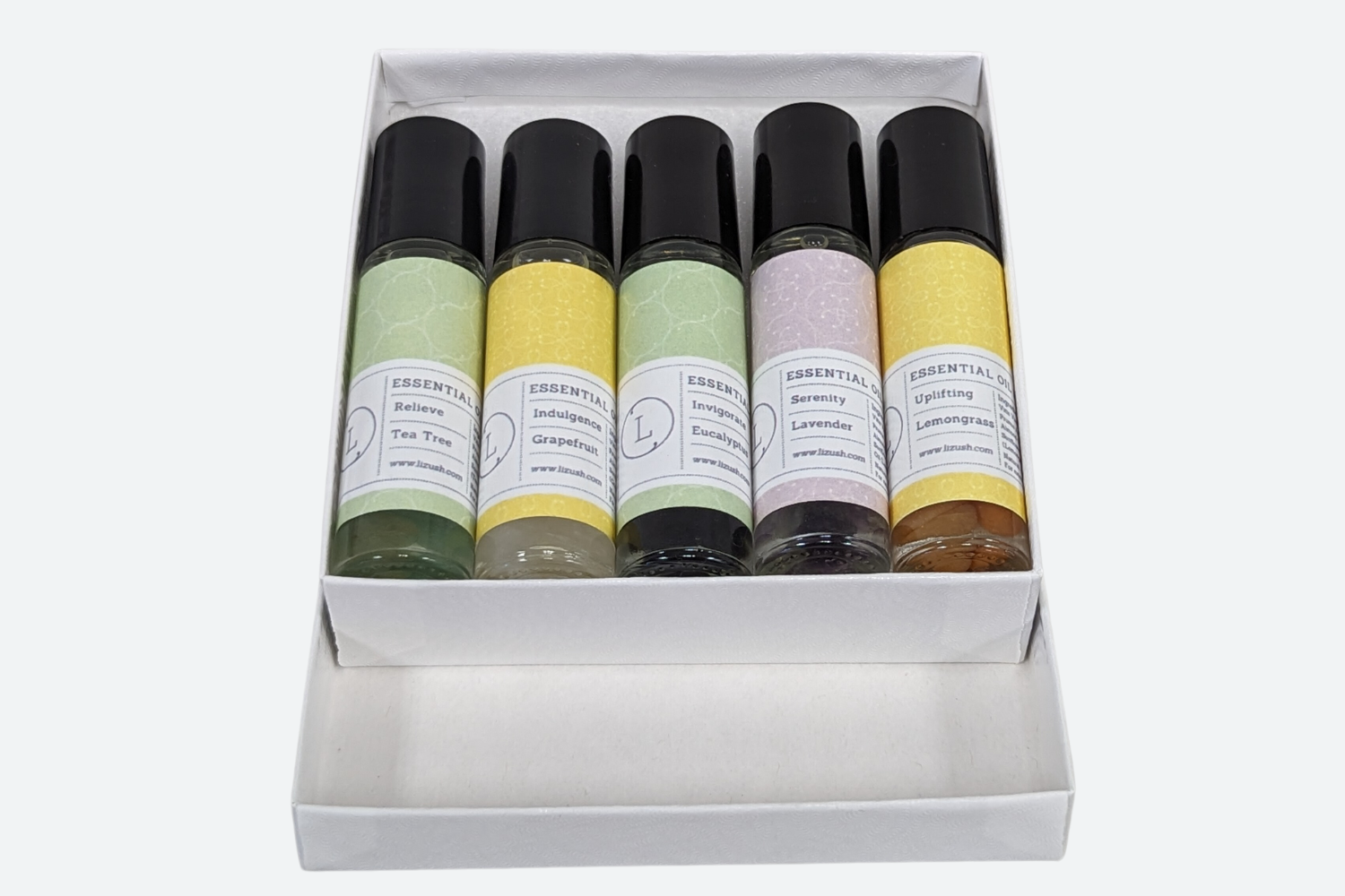 5-Piece Essential Oils Roll On Set with Healing Crystals | Aromatherapy for Stress Relief, Sleep & Meditation | Perfect for Home, Office & Travel Use