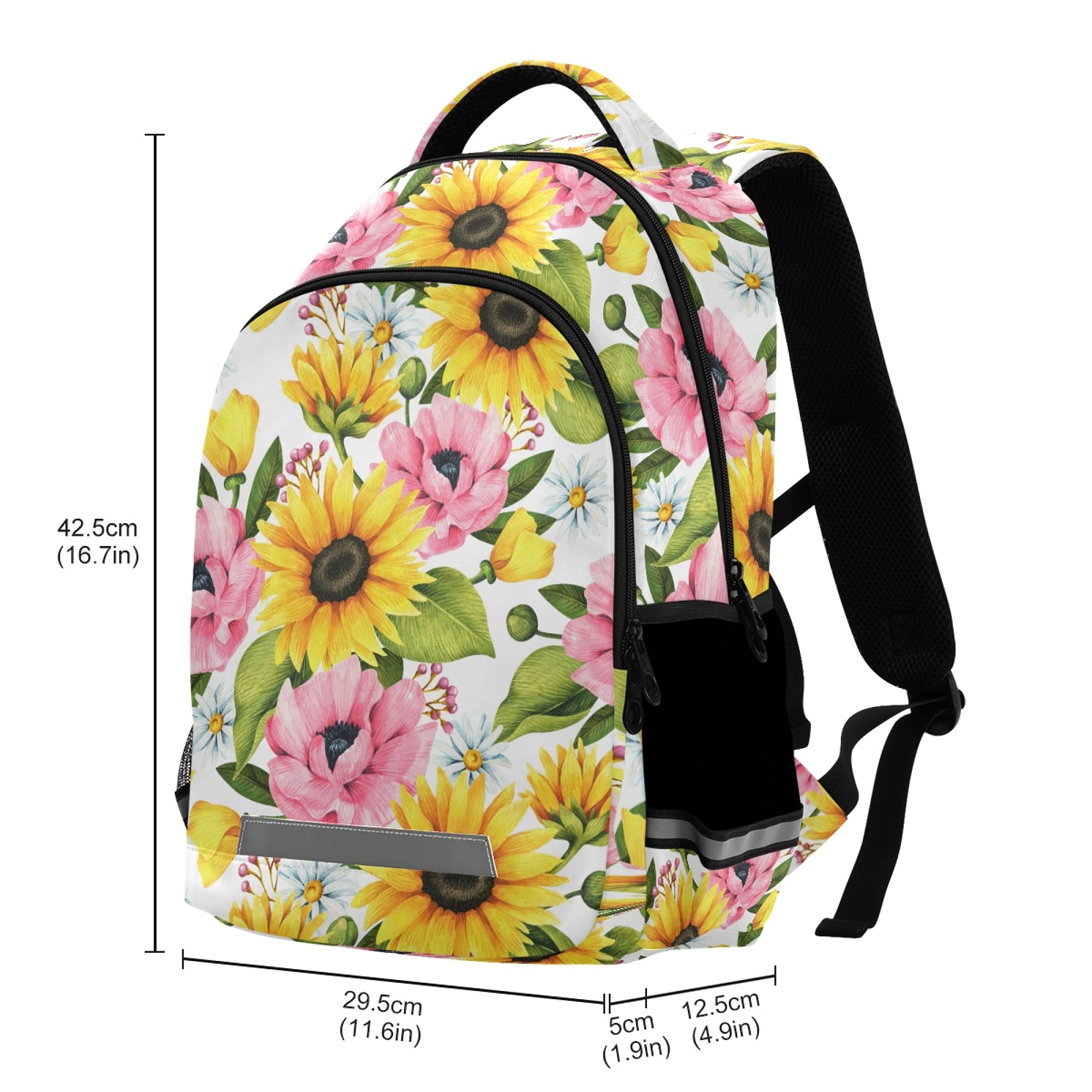 ALAZA Floral Backpack for Women & Men - Sunflower Poppy Daisy Print Laptop Bag, 15.6 Inch School Backpack with Tablet Sleeve, Stylish Casual Daypack for Work, College & Travel