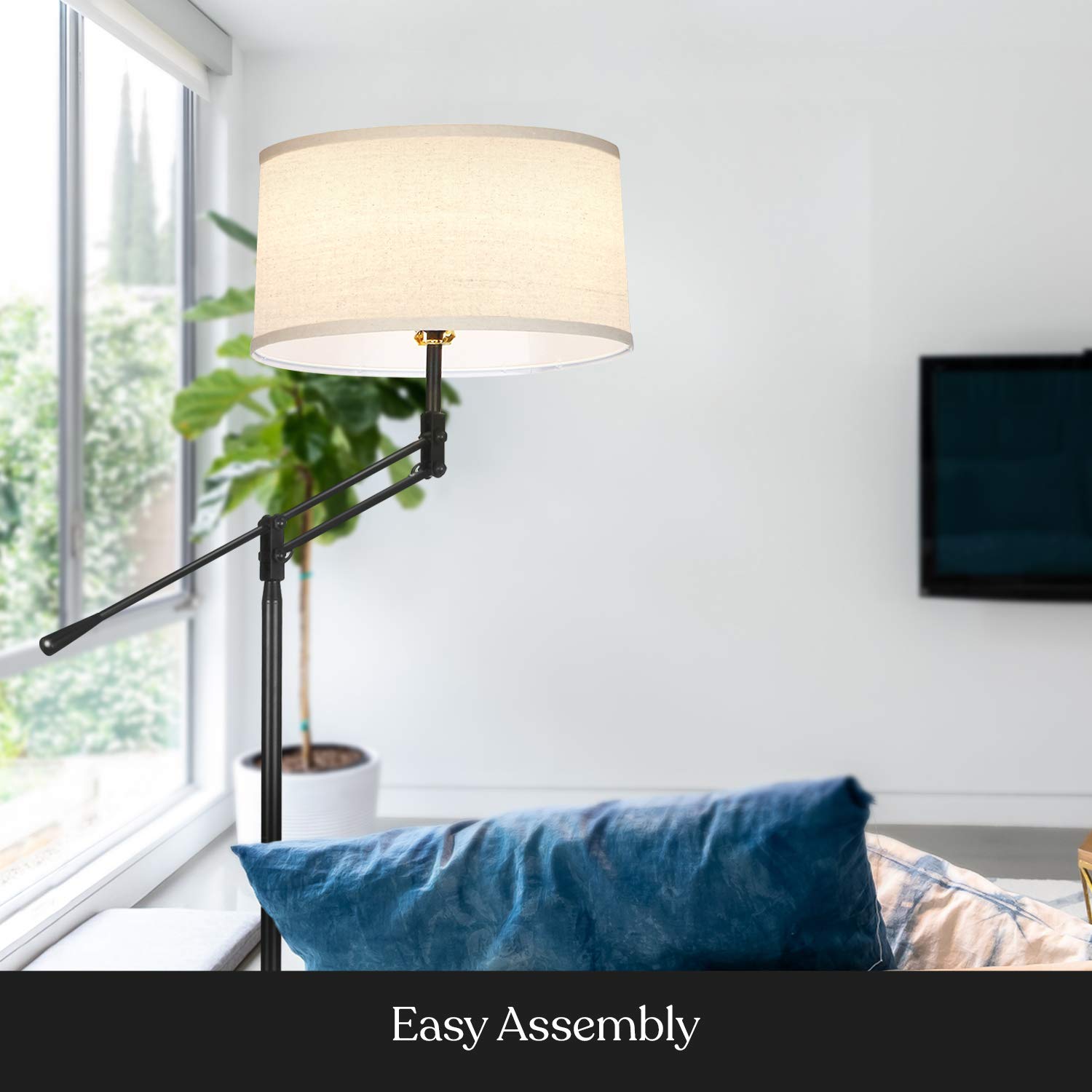 Brightech Ava Mid-Century Modern Standing Lamp - Adjustable Height LED Floor Lamp for Living Room, Bedroom & Office - Industrial Style Home Decor for Reading, Working & Relaxing
