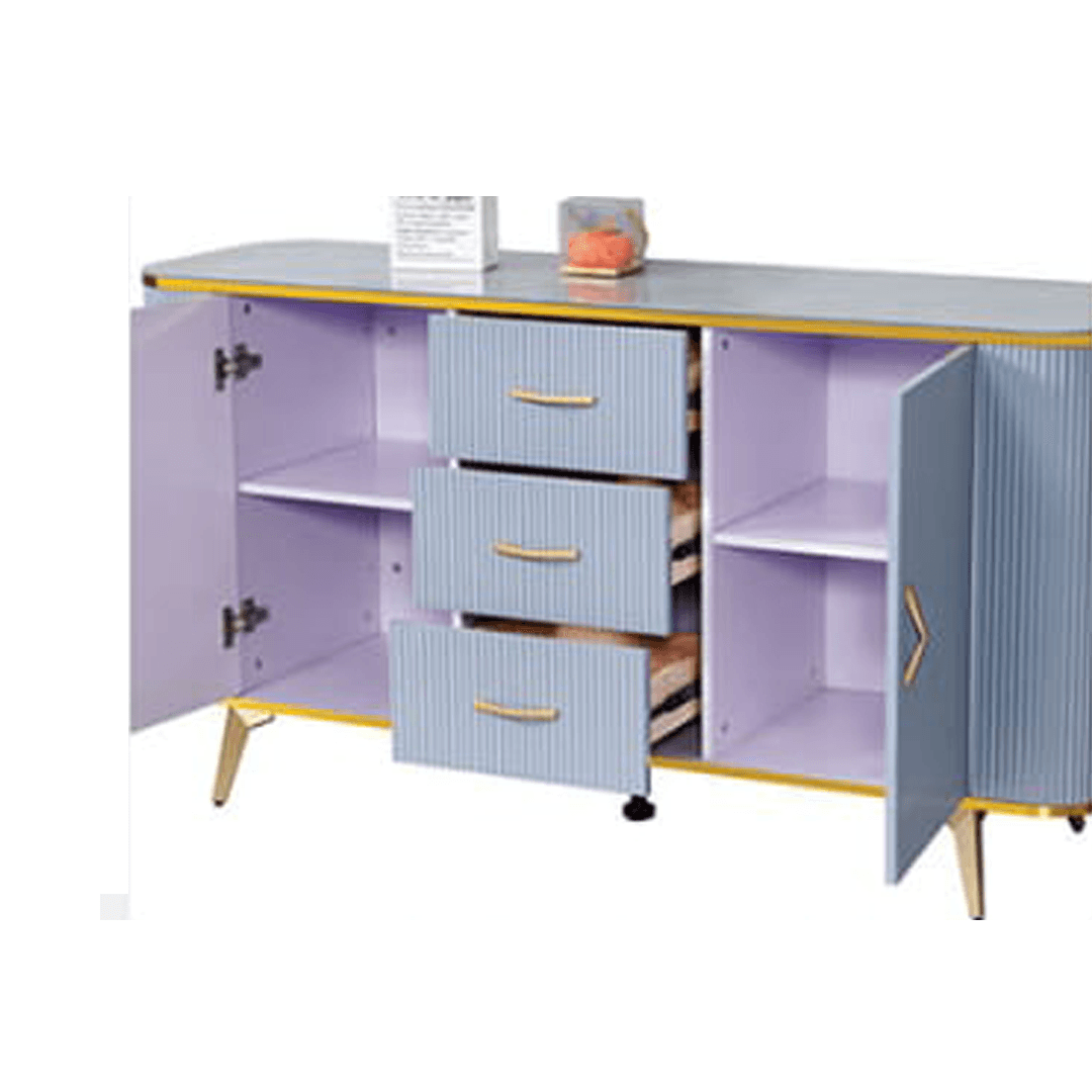 Karle II Buffet Hutch - 150cm Solid Wood Sideboard with Glass Doors for Dining Room Storage - Perfect for Displaying China, Glassware & Home Decor