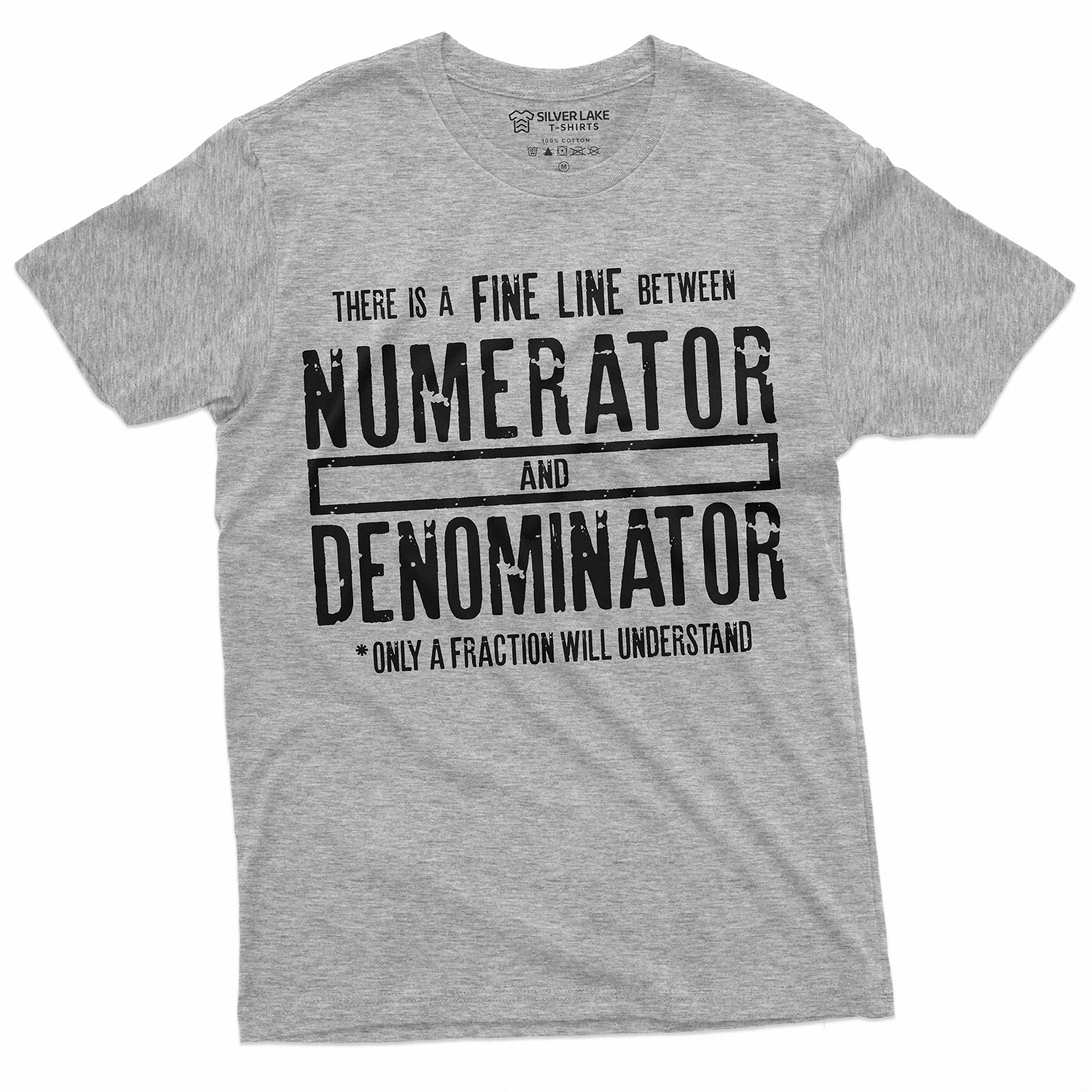 Funny Math Numerator Denominator T-Shirt | Silver Lake Mathematics Teacher & School Geek Tee | Perfect for STEM Class, Nerdy Gifts & Science Lovers