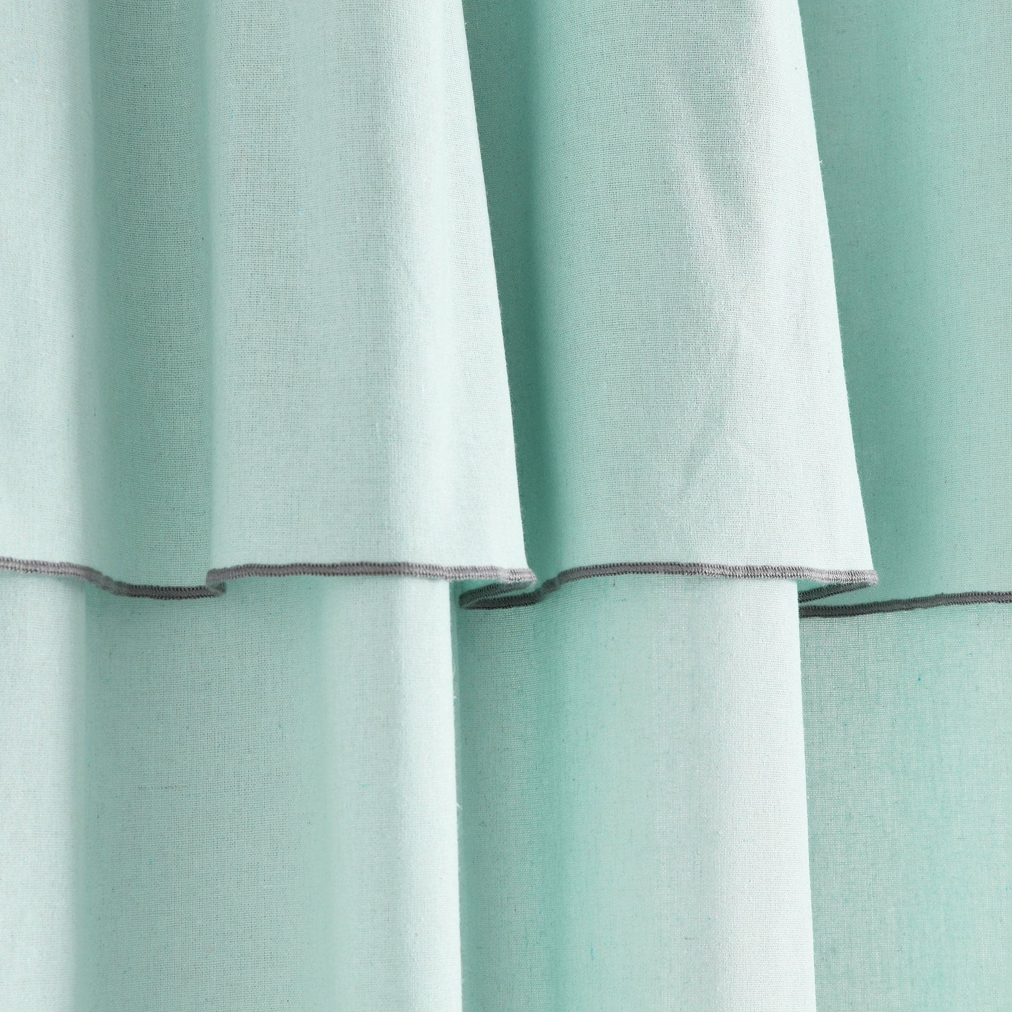 Modern Faux Linen Embroidered Edge Window Curtain Panel Set with Attached Valance - Elegant Home Decor for Living Room, Bedroom & Dining Room