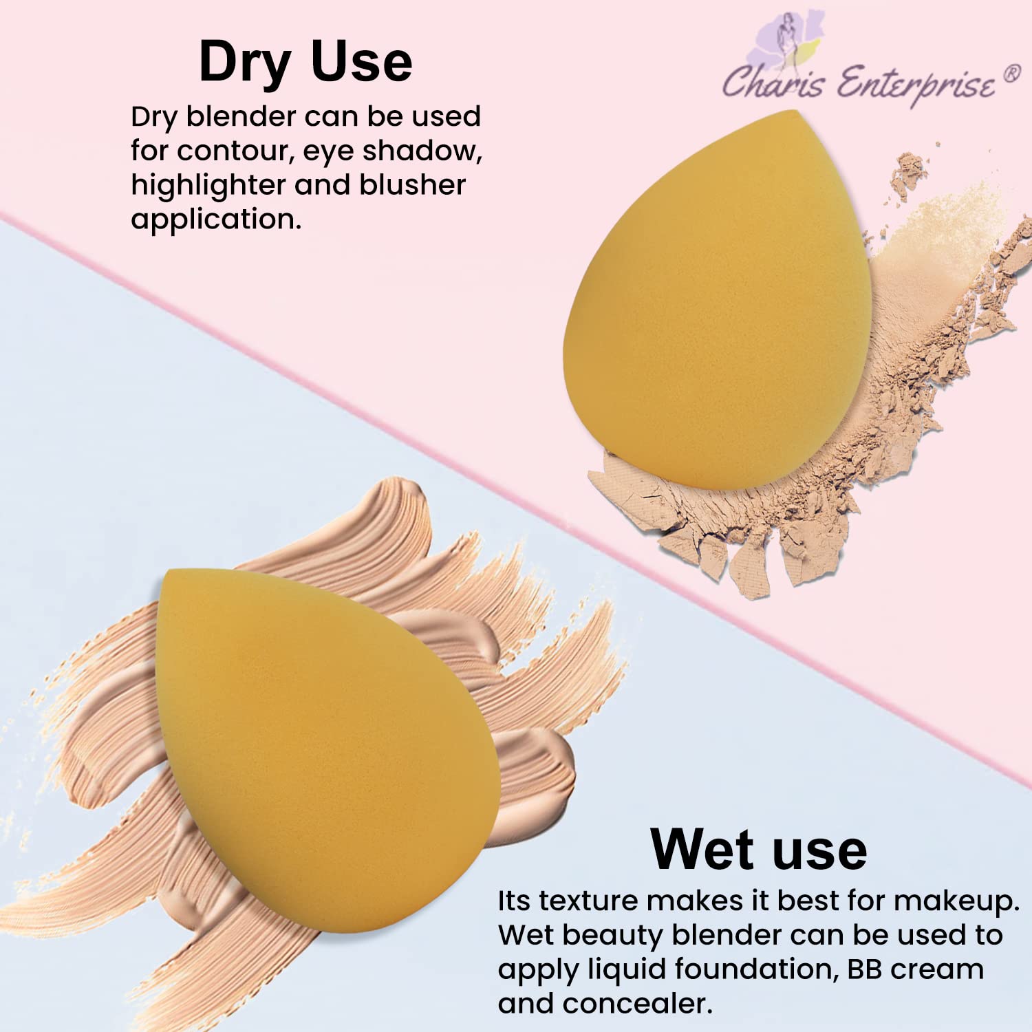 Charis Enterprise Beauty Blender Makeup Sponge Set - 3 Pack with Storage Box (Colors May Vary) | Perfect for Foundation, Concealer & Powder Application | Professional Makeup Tools for Flawless Blending