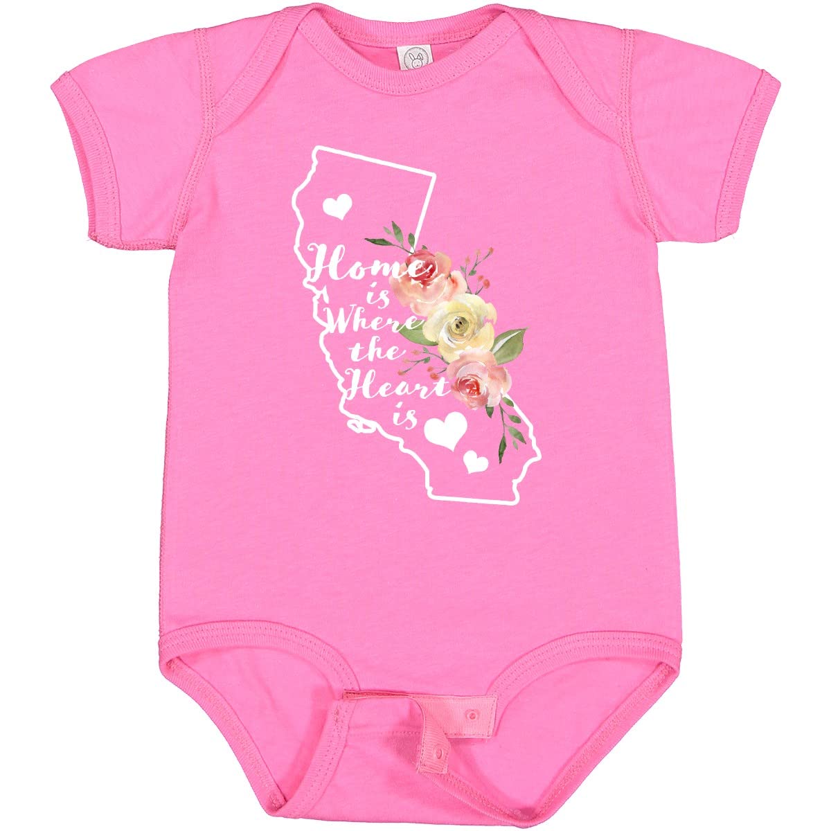 Inktastic California Home is Where The Heart is Watercolor Baby Bodysuit - Soft Cotton Onesie for Newborns & Infants - Perfect for Family Photos, Baby Showers & Everyday Wear