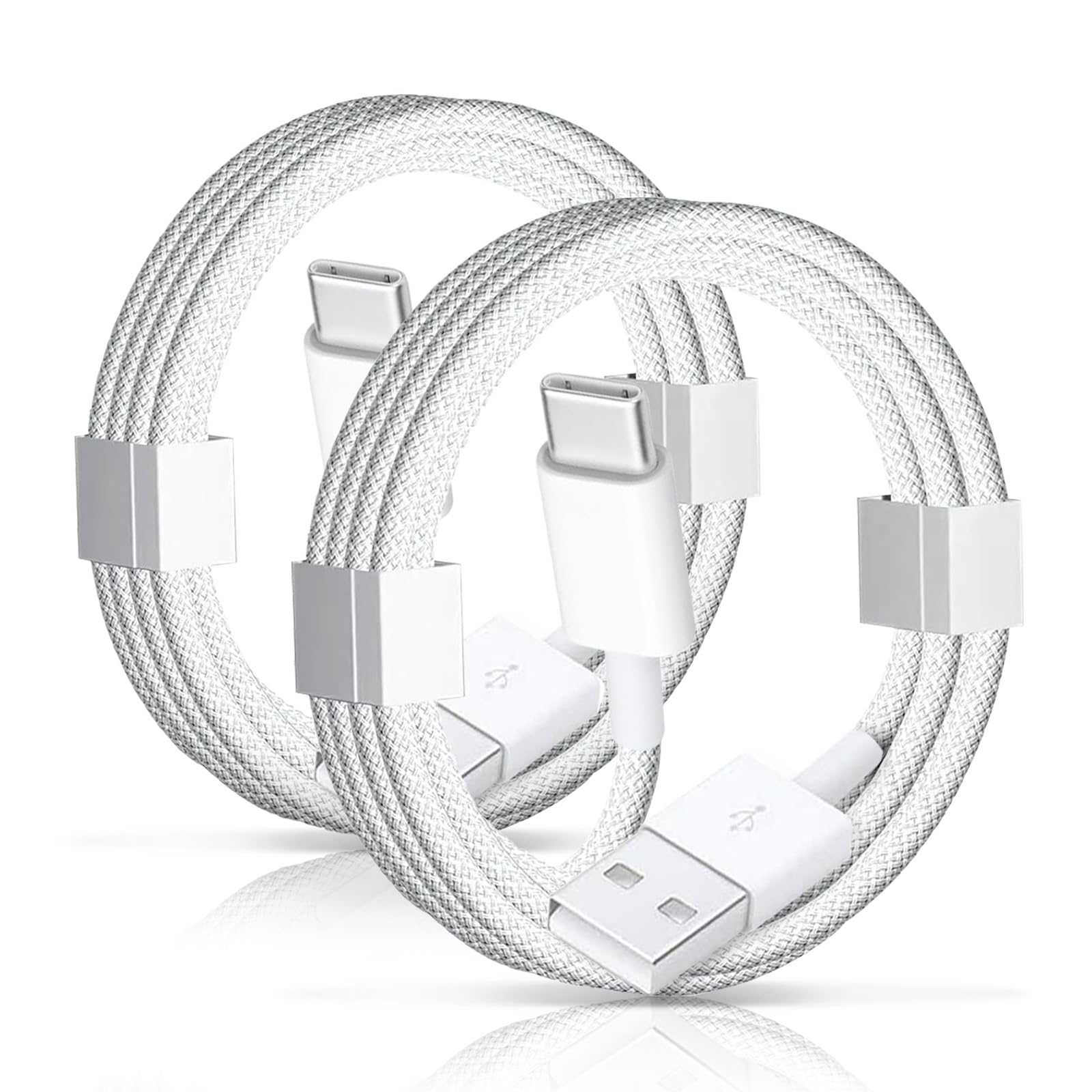 2 Pack USB A to USB C Fast Charging Cable 60W - 6ft Nylon Braided Cord for iPhone 16/15 Pro Max/Plus, iPad 10th/Air 5th/Mini 6th - Car Charger & CarPlay Compatible - Durable Charging Cable for Home, Office & Travel