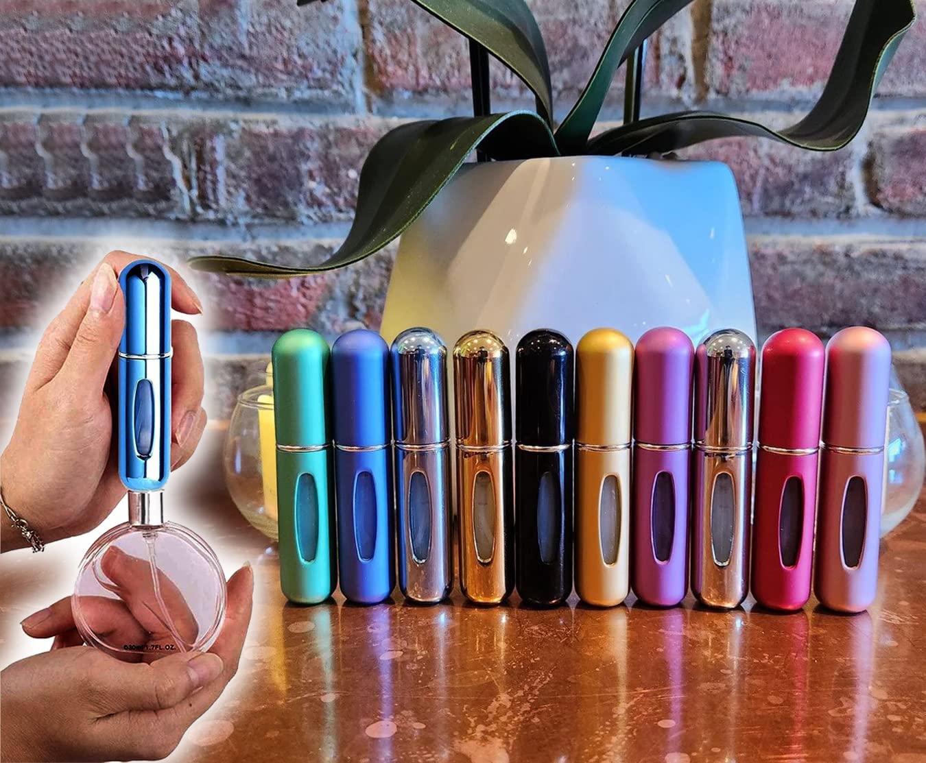 Refillable Travel Perfume Atomizer 5ml (2Pcs) - Portable Mini Perfume Spray Bottle for Women & Men, Leak-Proof Scent Pump Case - Perfect for Airplane Travel, Gym, Office & Daily Carry