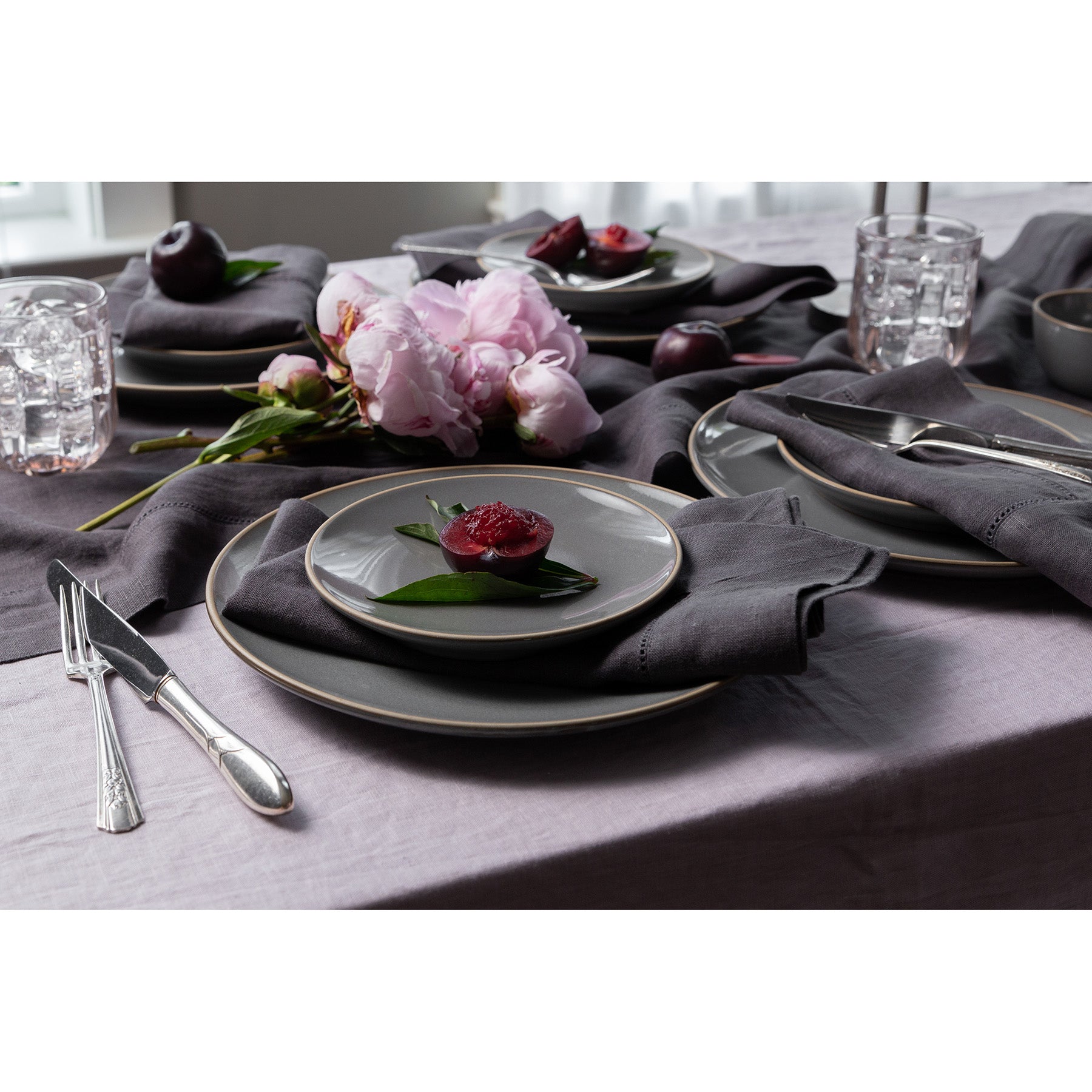 Premium Heavyweight Hemstitch Linen Napkins - Set of 4 - Elegant Dinner Party & Formal Dining Table Decor