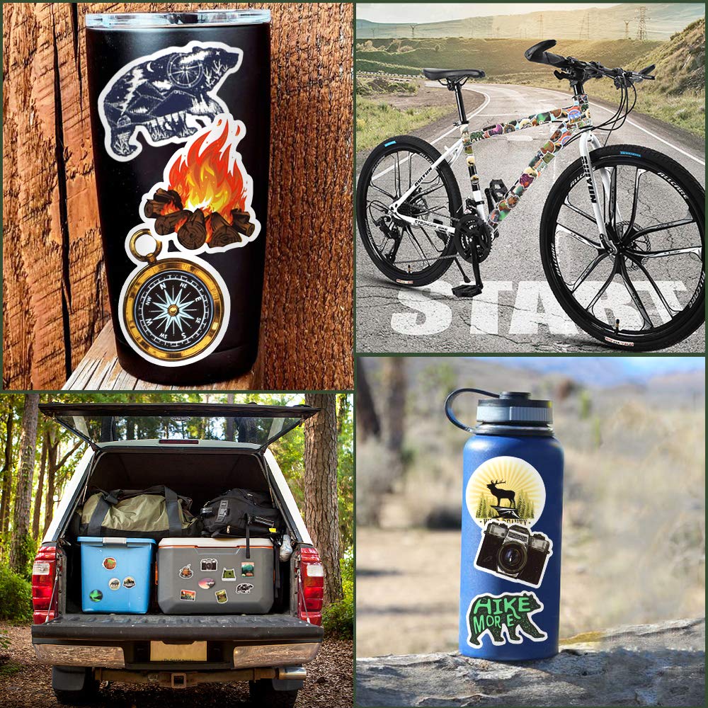 50Pcs Waterproof Vinyl Stickers for Water Bottles, Coolers & Outdoor Gear - Nature, Camping & Adventure Themed Decals for Teens, Kids, Boys & Girls - Perfect for Yeti Tumblers, Hiking Gear & School Supplies