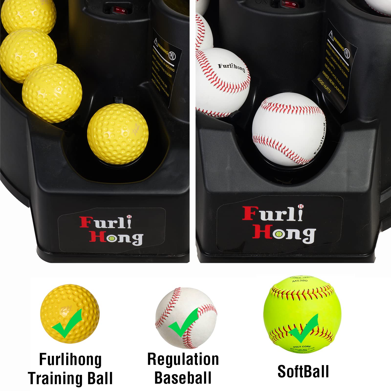 Rechargeable Baseball & Softball Pitching Machine with Extendable Ball Stacker - Adjustable Height for Regulation Baseballs, Softballs & Dimpled Balls - Perfect for Batting Practice & Baseball Training at Home, Field or Cage