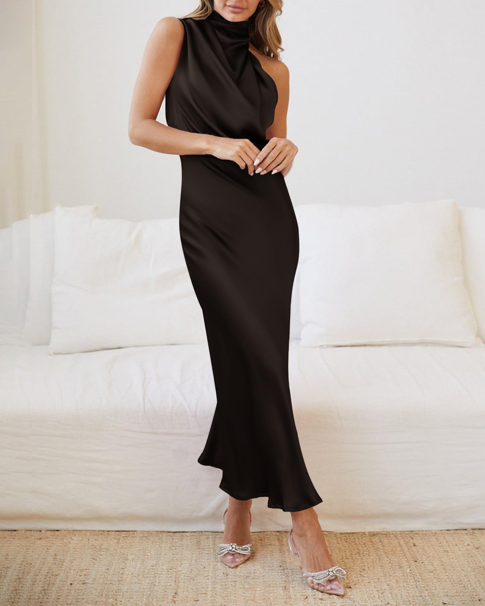 BTFBM Women's Elegant Sleeveless Cocktail Dress with Mock Neck & Keyhole Detail - Stretchy High Waist Formal Evening Gown for Wedding Guest, Party, Prom & Special Occasions