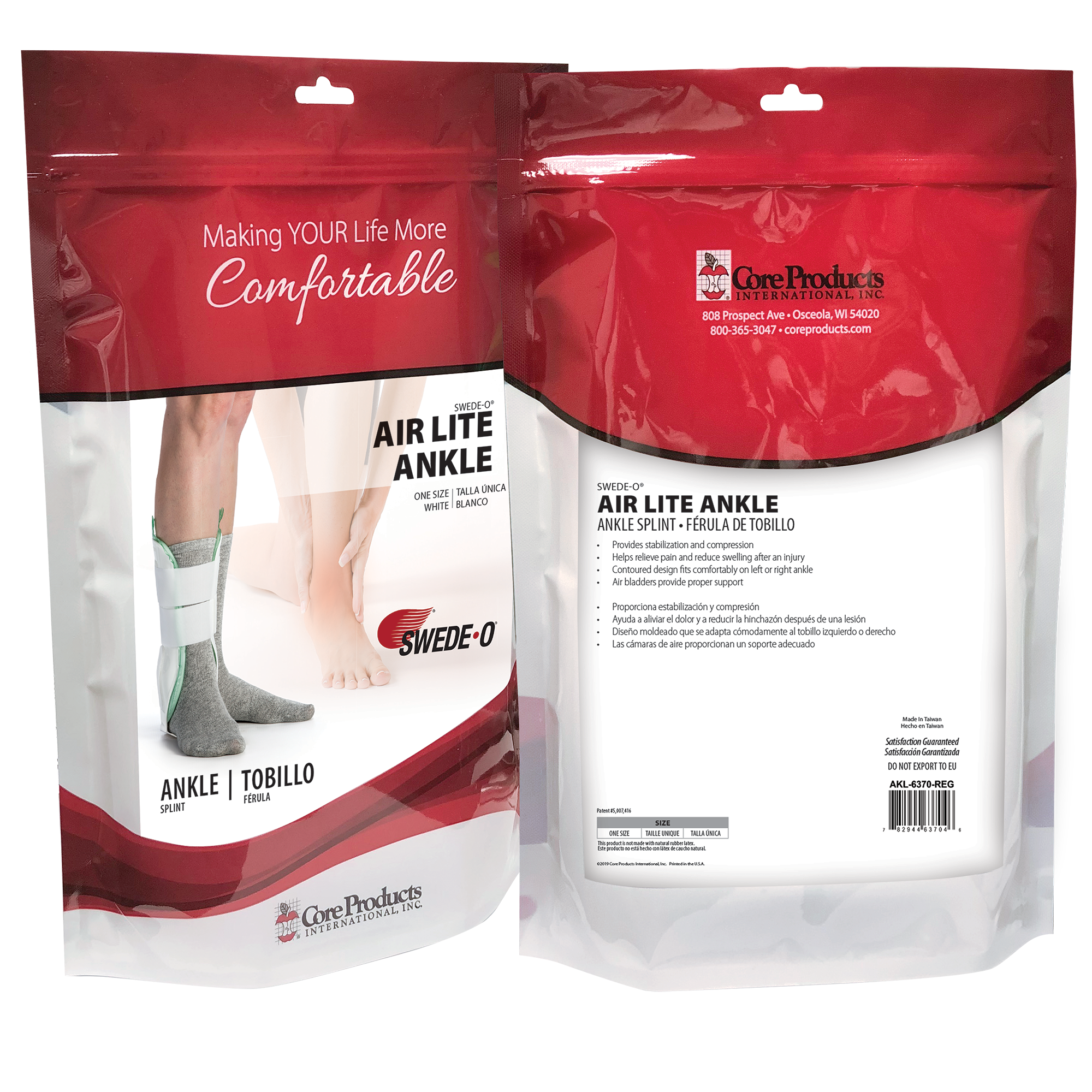 Swede O Air Lite Ankle Splint - Lightweight Support Brace for Sprains, Arthritis & Injury Recovery - Perfect for Running, Hiking & Sports Activities