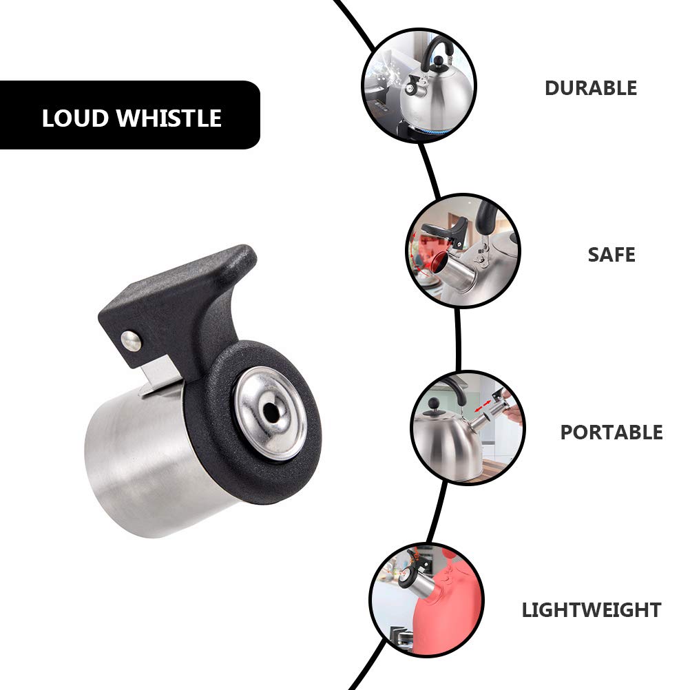 YARDWE Stainless Steel Whistle Replacement Nozzle for Tea Kettle - 1.57x1.26x1.10 Inches - Loud Whistling Spout Tip for Water Boiling Kettles - Perfect for Stovetop Tea Brewing and Kitchen Safety Alerts