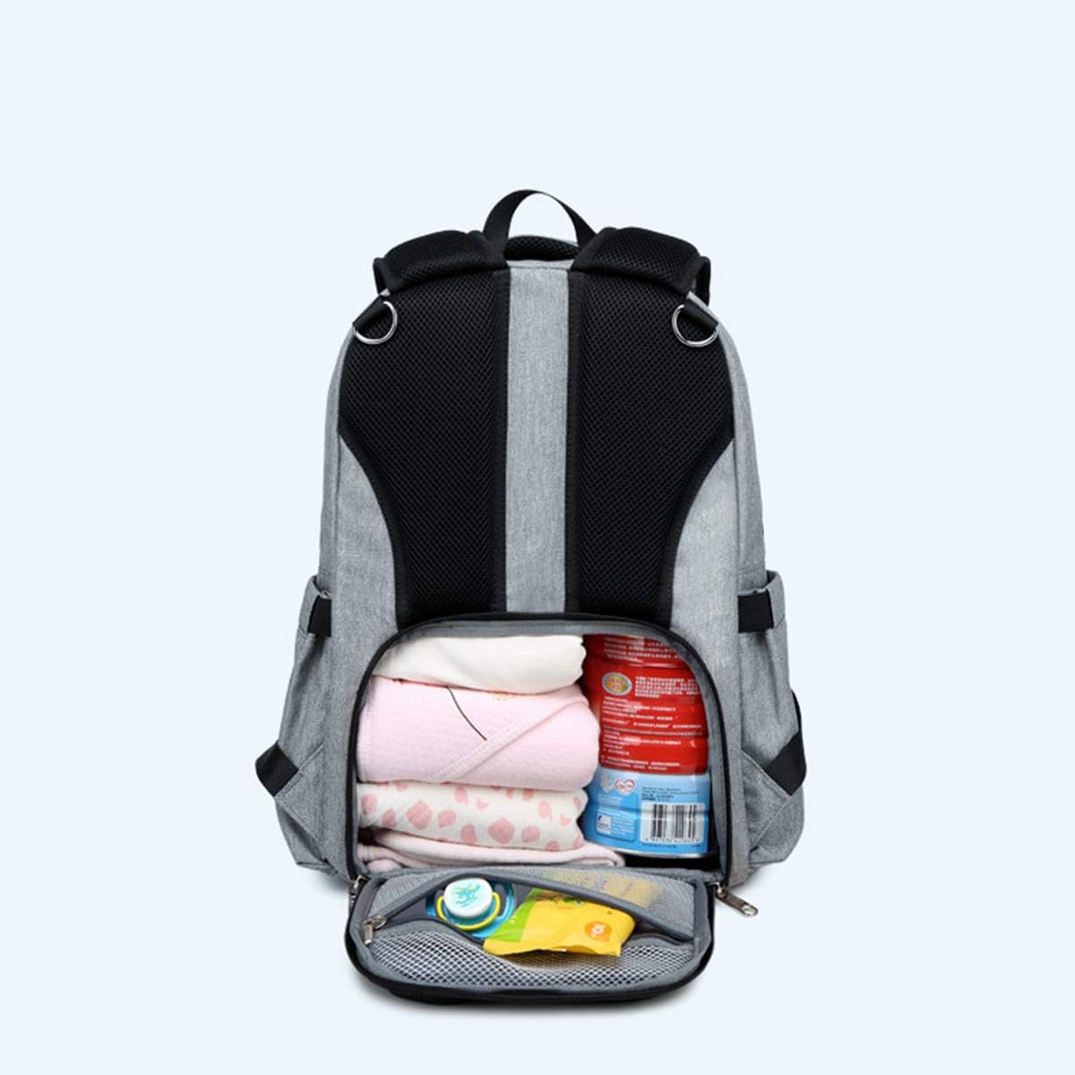Snapwish Travel Diaper Backpack for Dads - Baby Changing Bag with Stroller Straps & Pad, Light Grey Unisex Diaper Bag | Perfect for Parenting Outings, Travel & Daily Use with Toddlers