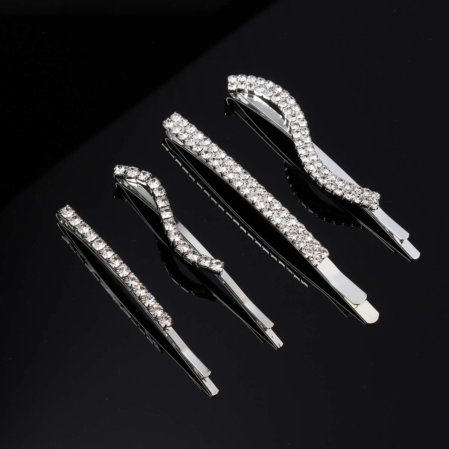Folansy 16-Piece Clear Rhinestone Bobby Pins Set - Crystal Hair Clips for Women & Girls (4 Silver Styles) - Perfect for Weddings, Prom & Party Hairstyles