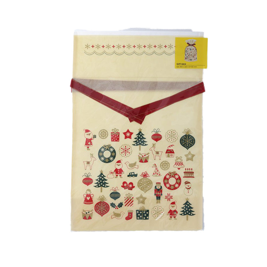 ZONART Christmas Gift Bags 30x20x10cm Beige Holiday Party Favor Pouches - Perfect for Xmas Presents, Stocking Stuffers & Holiday Decorations (52g)
