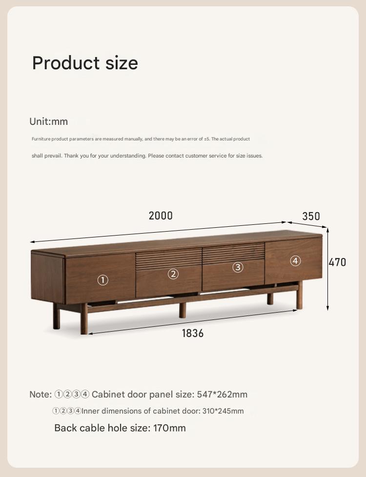Premium Black Walnut & Oak Solid Wood TV Stand - Modern Entertainment Center with Storage for Living Room, Bedroom, or Home Theater