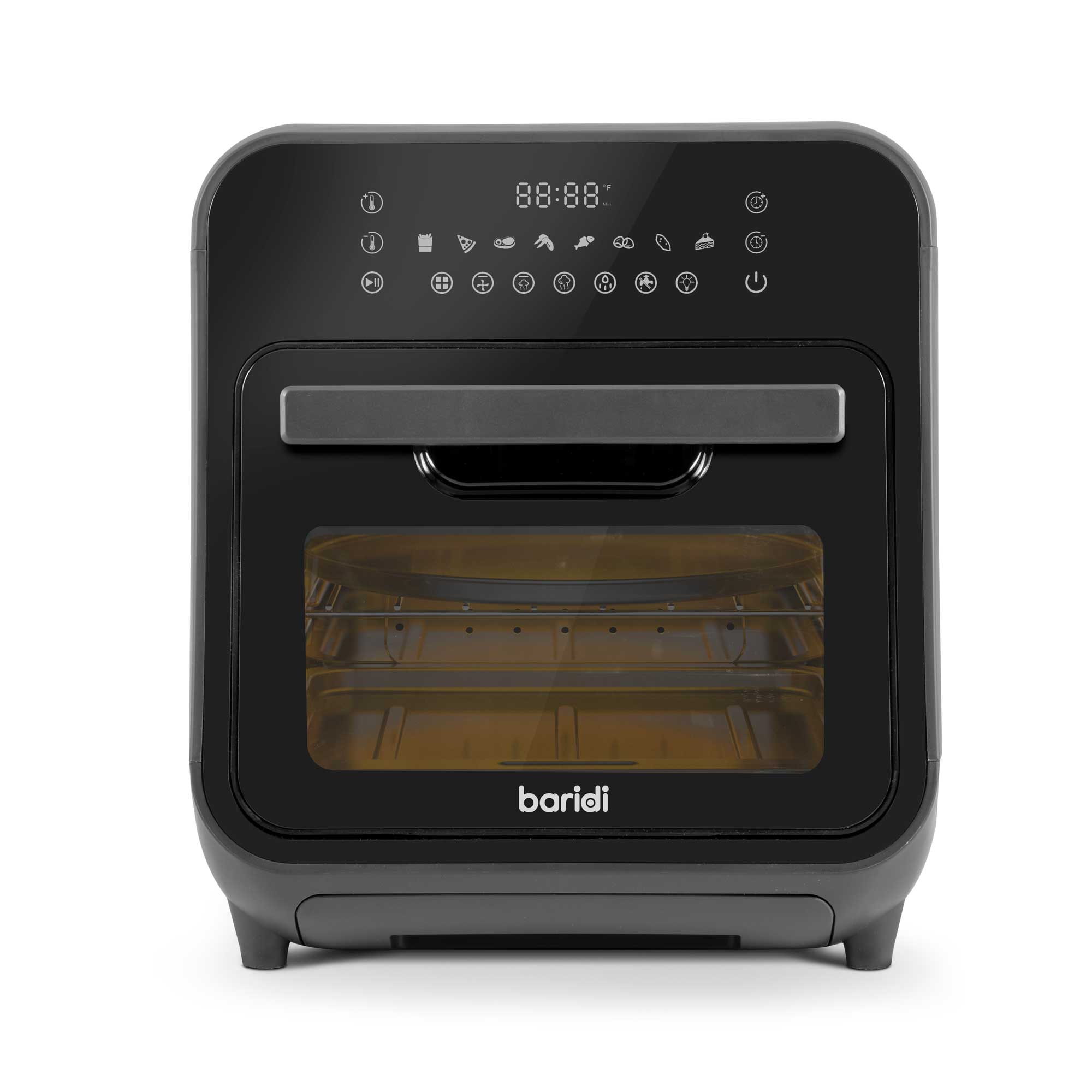 Baridi 15L Digital Air Fryer Oven Combo with Steam Function - 8 Preset Cooking Modes, Self-Cleaning, 1635W, Black (DH171) - Perfect for Healthy Frying, Baking, Roasting & Reheating Meals