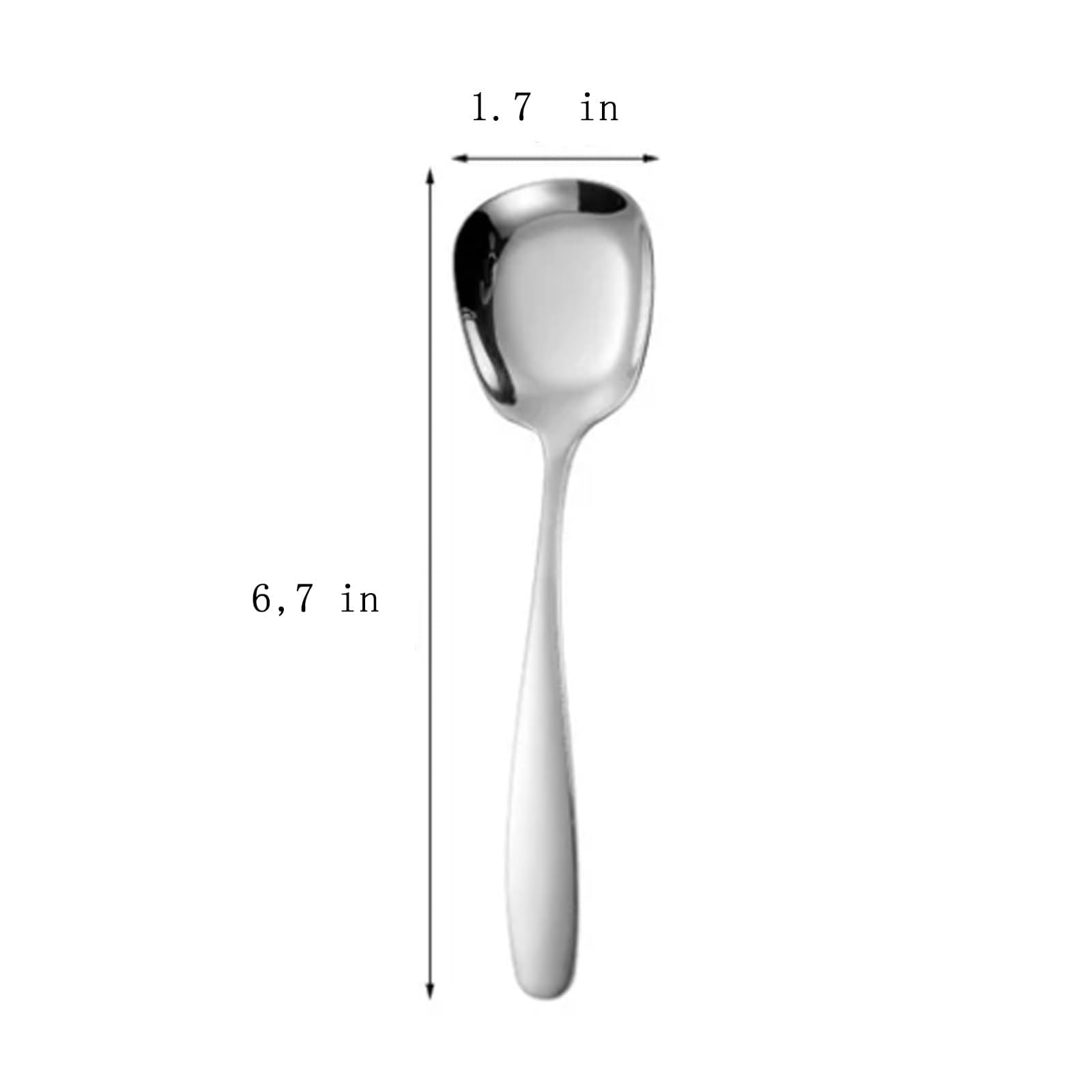Premium 3-Piece Square Head Stainless Steel Spoon Set - Cooking, Serving & Dessert Utensils for Rice, Soup & Baking - Durable 18/8 Stainless Steel Flat Square Spoons for Kitchen & Dining Use