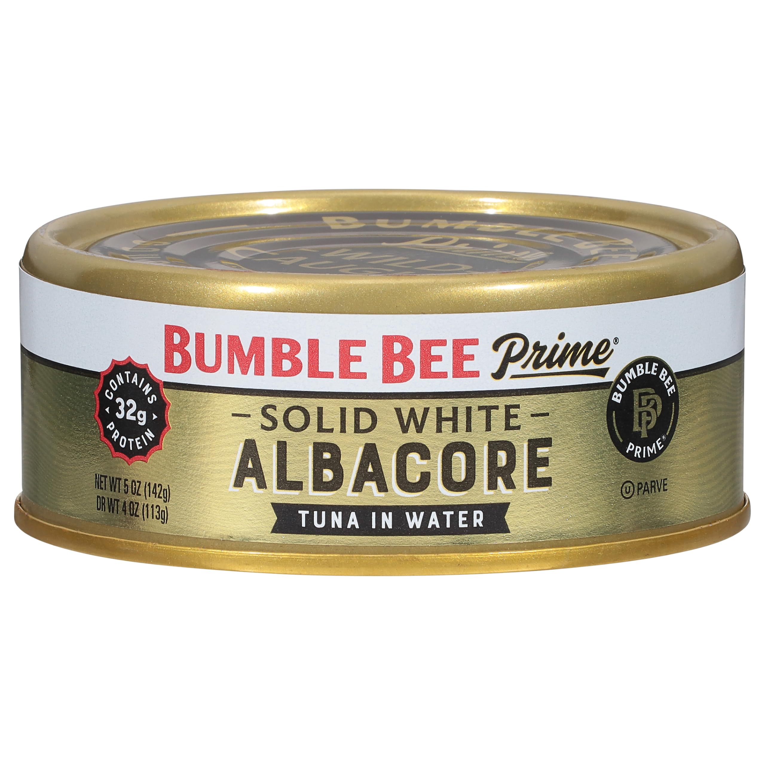 Premium Wild Caught Bumble Bee Prime Solid White Albacore Tuna in Water - 5 oz Can, 32g Protein per Serving - Non-GMO, Gluten Free, Kosher Certified - Perfect for Salads, Sandwiches, and Healthy Meal Prep