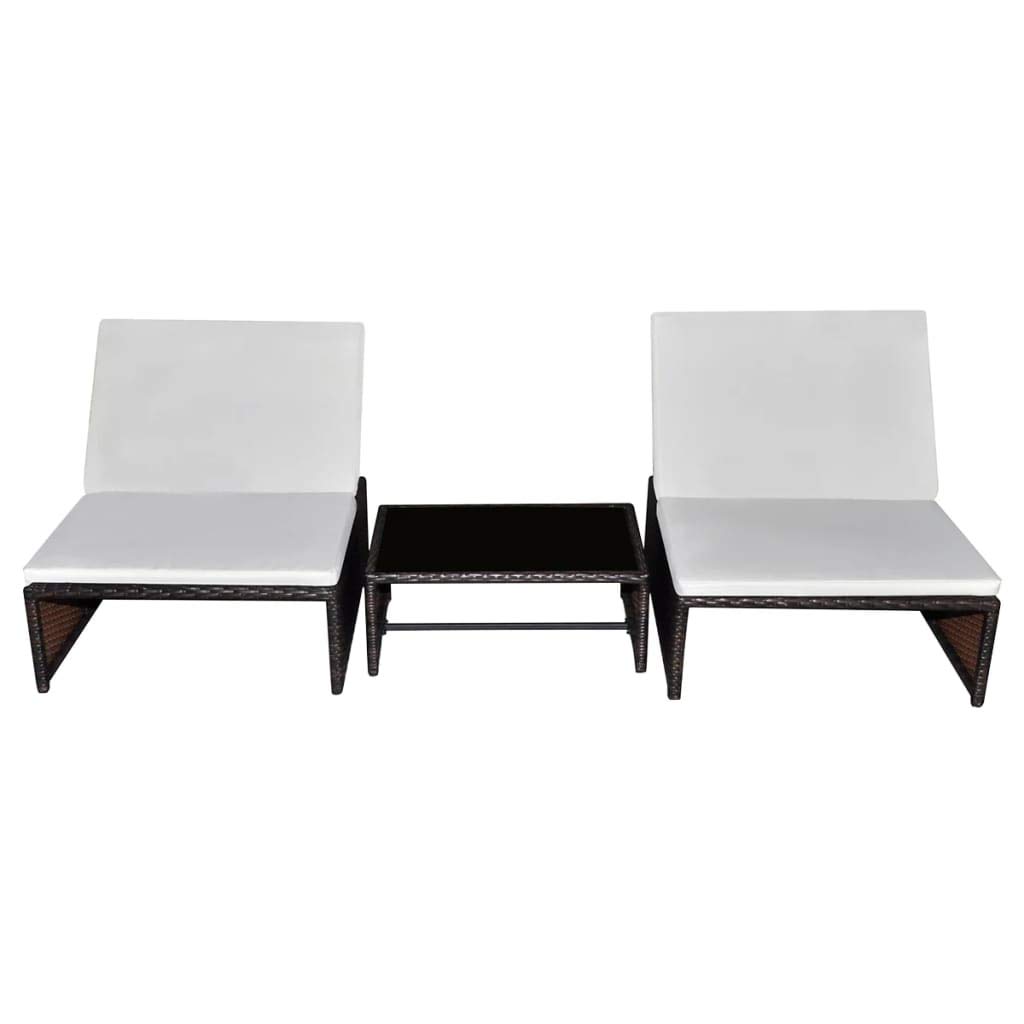 2-Piece Brown Poly Rattan Outdoor Chaise Lounge Set with Side Table - Perfect for Poolside, Beach, Garden, Balcony, Patio & Yard Relaxation