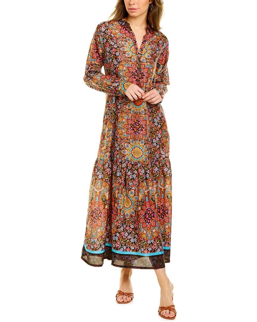 Johnny Was Women's Bohemian Floral Print Long Sleeve Maxi Dress for Casual Wear & Special Occasions