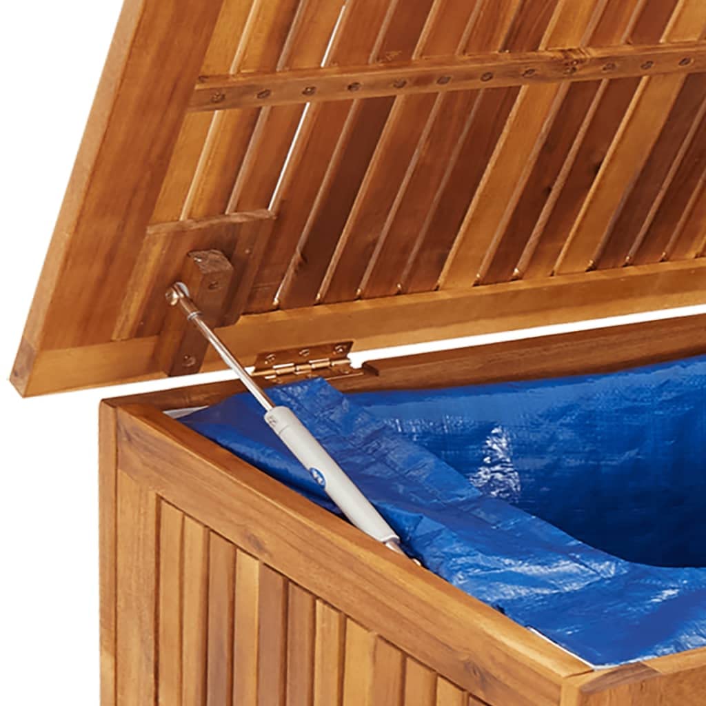 vidaXL Solid Acacia Wood Patio Storage Box - Weatherproof Outdoor/Indoor Organizer with Wheels, Rustic Brown Retro Design - Perfect for Deck, Garden, Porch & Home Organization